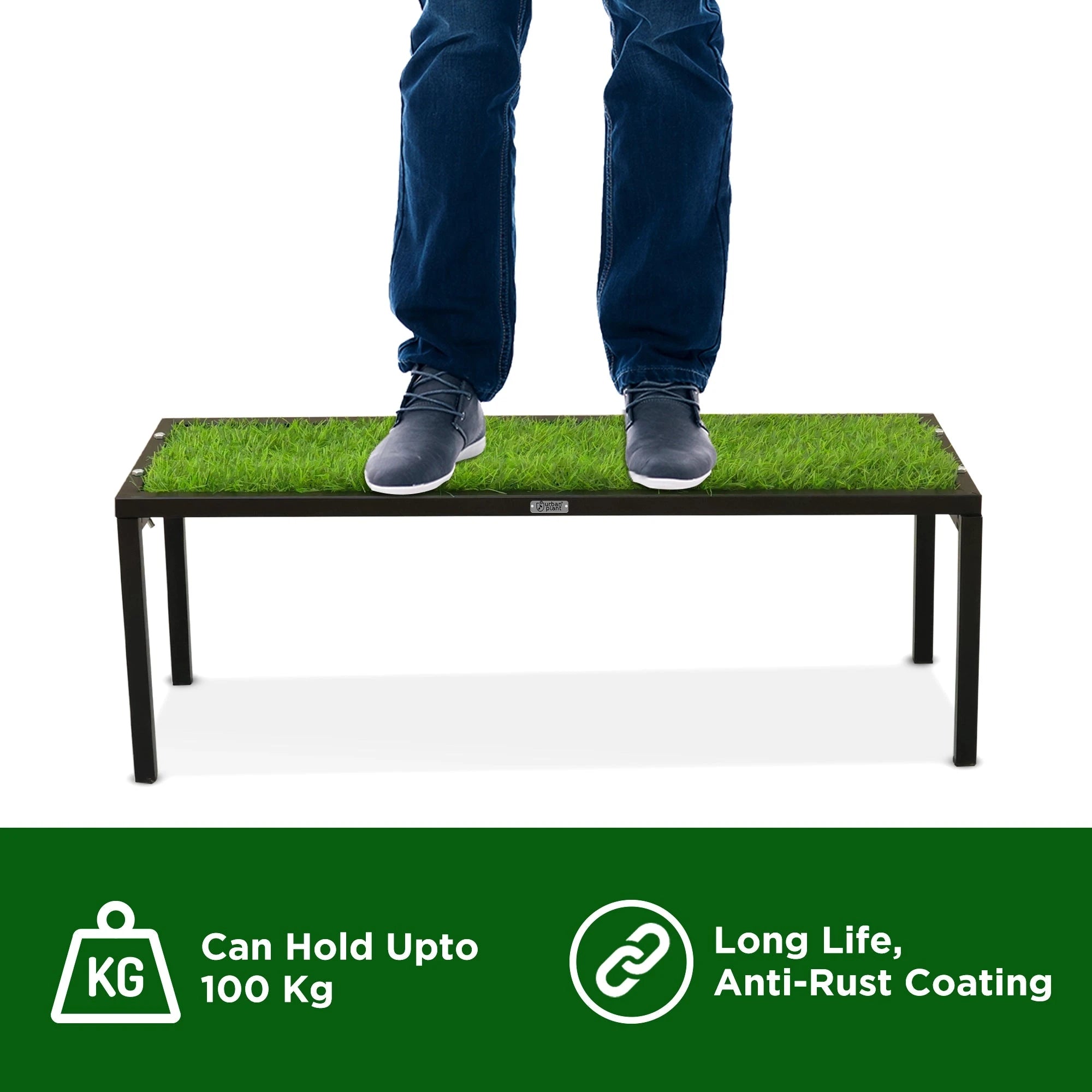 Urban Plant Apollo Plant Stand with Green Grass (Black – Set of 2) Plant Stand Urban Plant