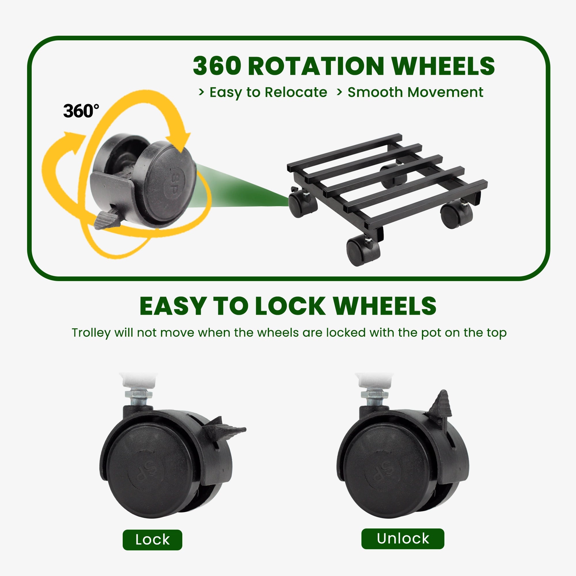 Urban Plant Caddy with Wheel - Heavy Duty Wheel Plant Stand Urban Plant