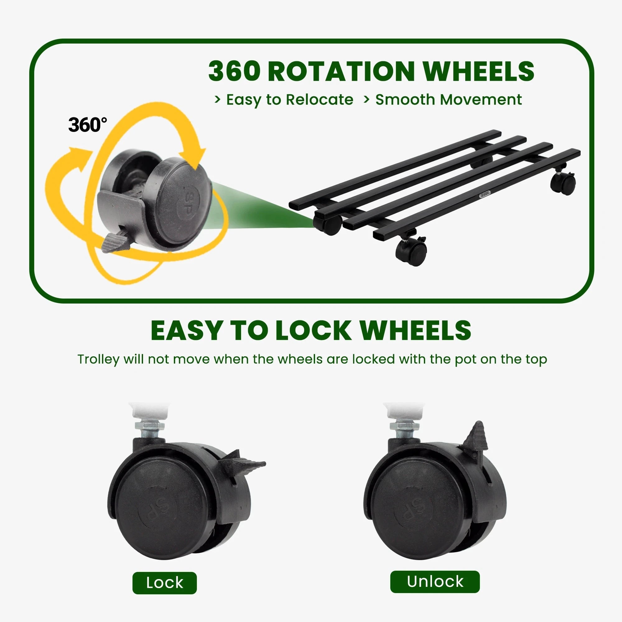 Urban Plant Rectangular Caddy with Wheel Rolling Plant Stand (Set of 4) Urban Plant
