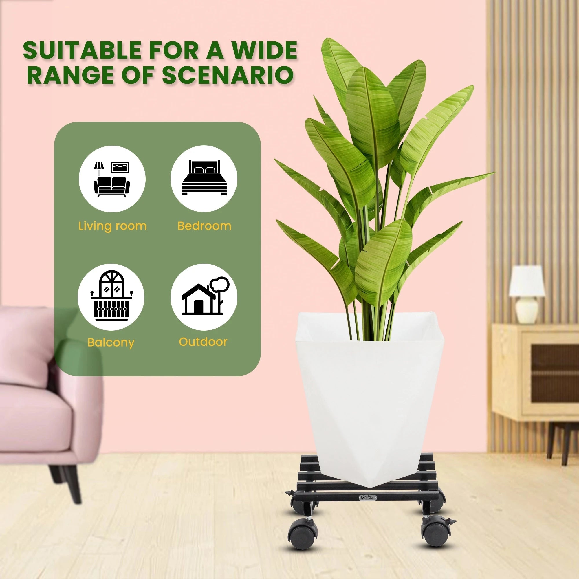 Urban Plant Square Caddy with Wheel Rolling Plant Stand (Set of 4) Urban Plant