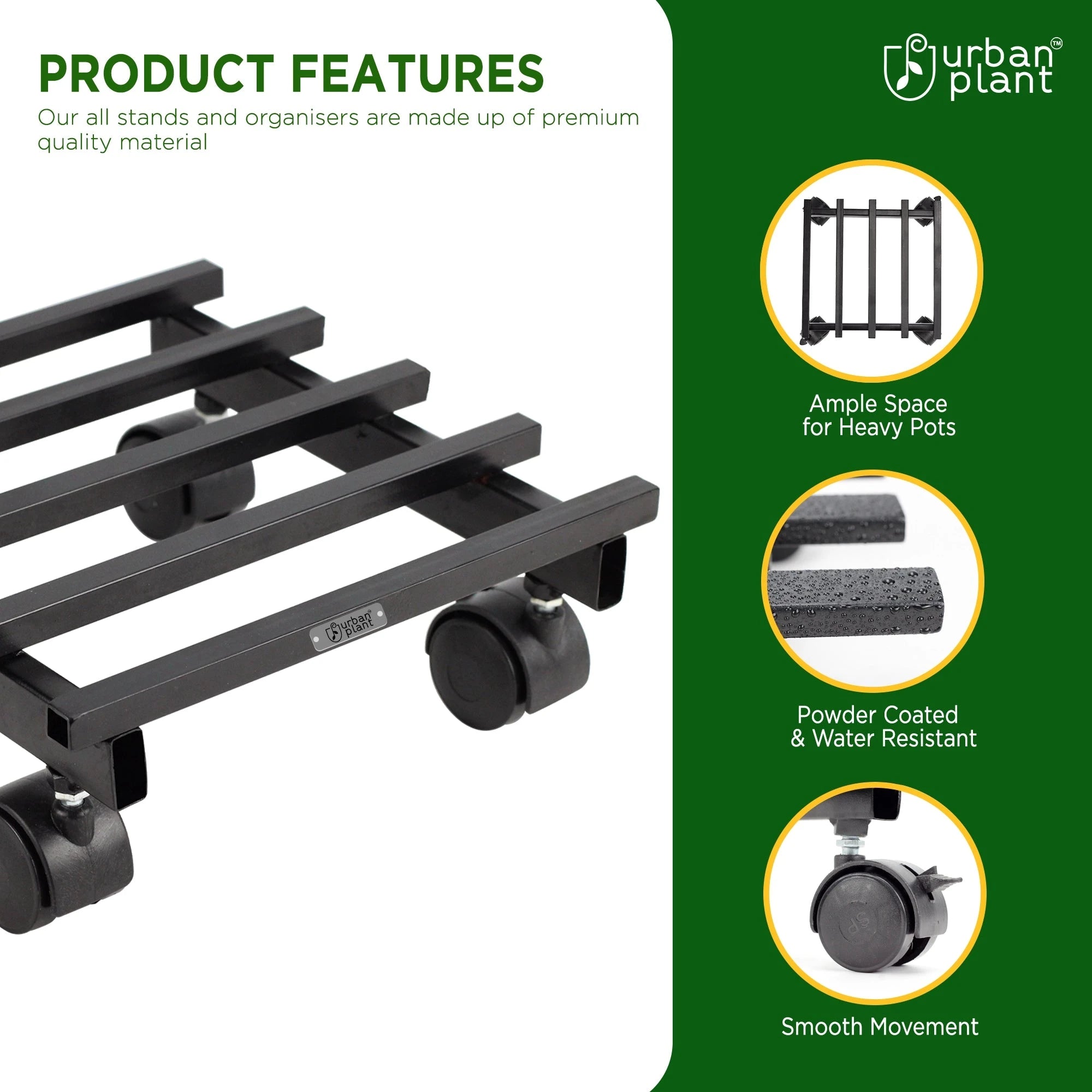 Urban Plant Square Caddy with Wheel Rolling Plant Stand (Set of 4) Urban Plant