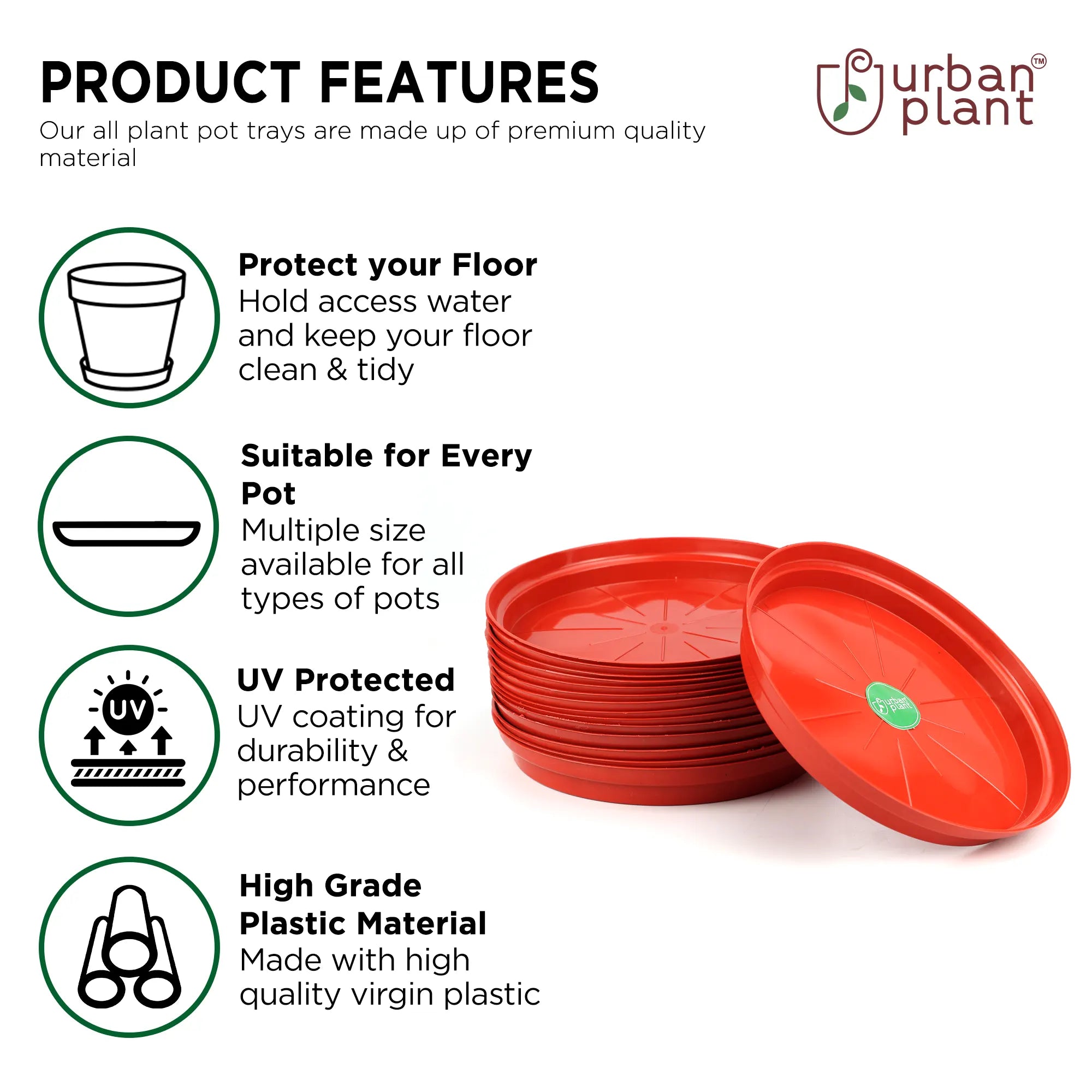 Urban Plant Round Bottom Tray (Plate/Saucer) for All Type of Pots Urban Plant 