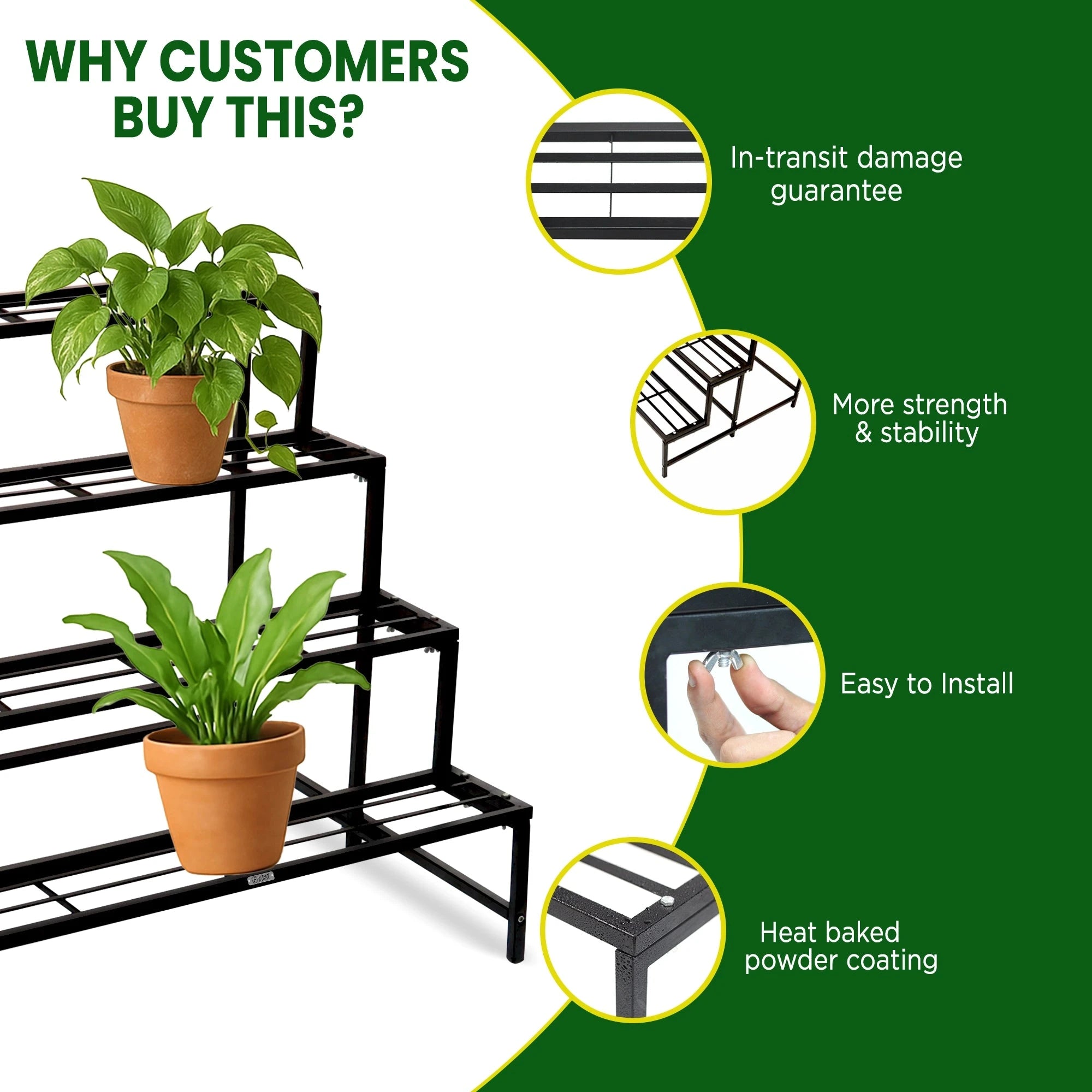 Urban Plant Heavy Duty 4-Step Planter Pot Stand Metal Stand Urban Plant