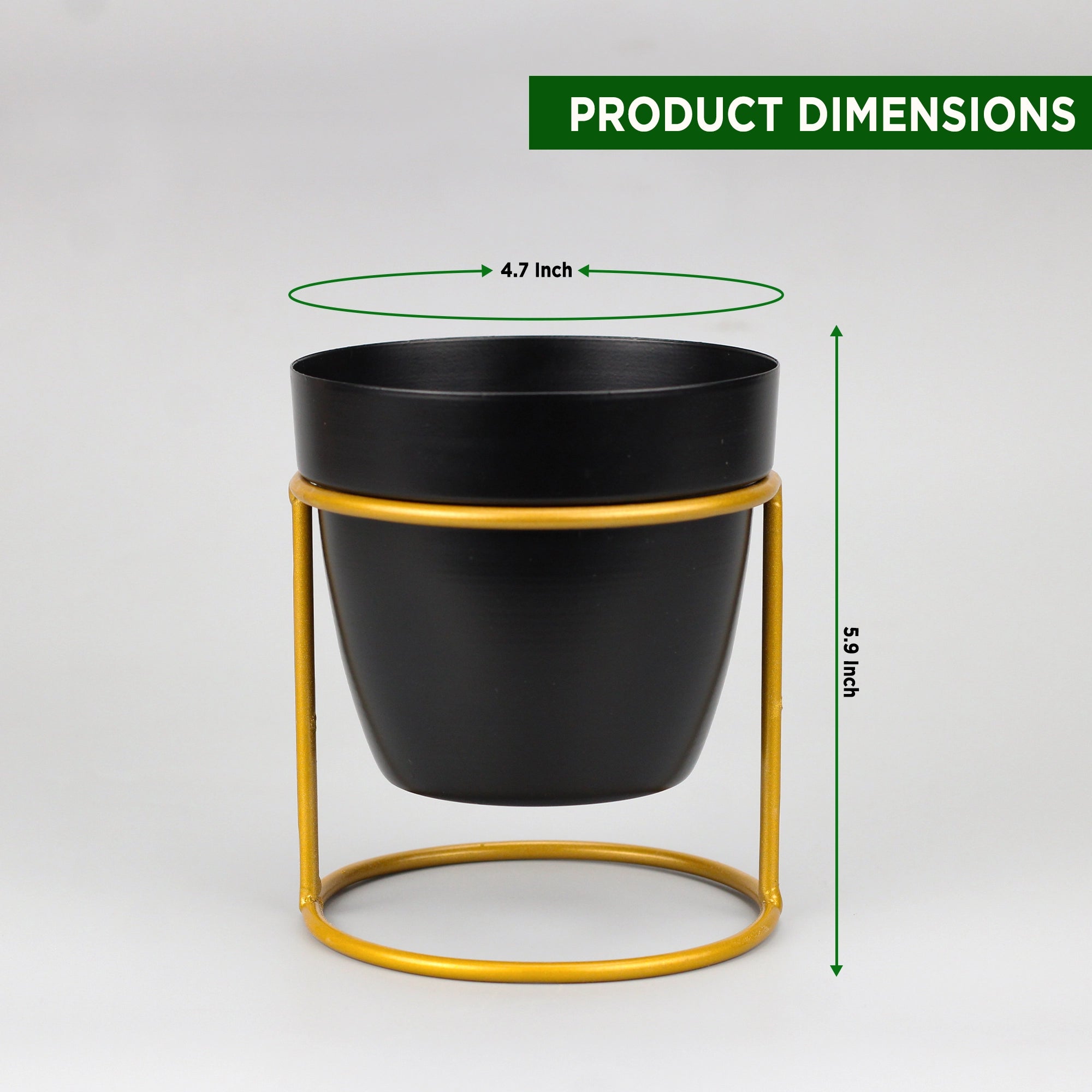 Classy Decorative Round Shape Black & White Metal Planter with Stand Metal Planter Urban Plant