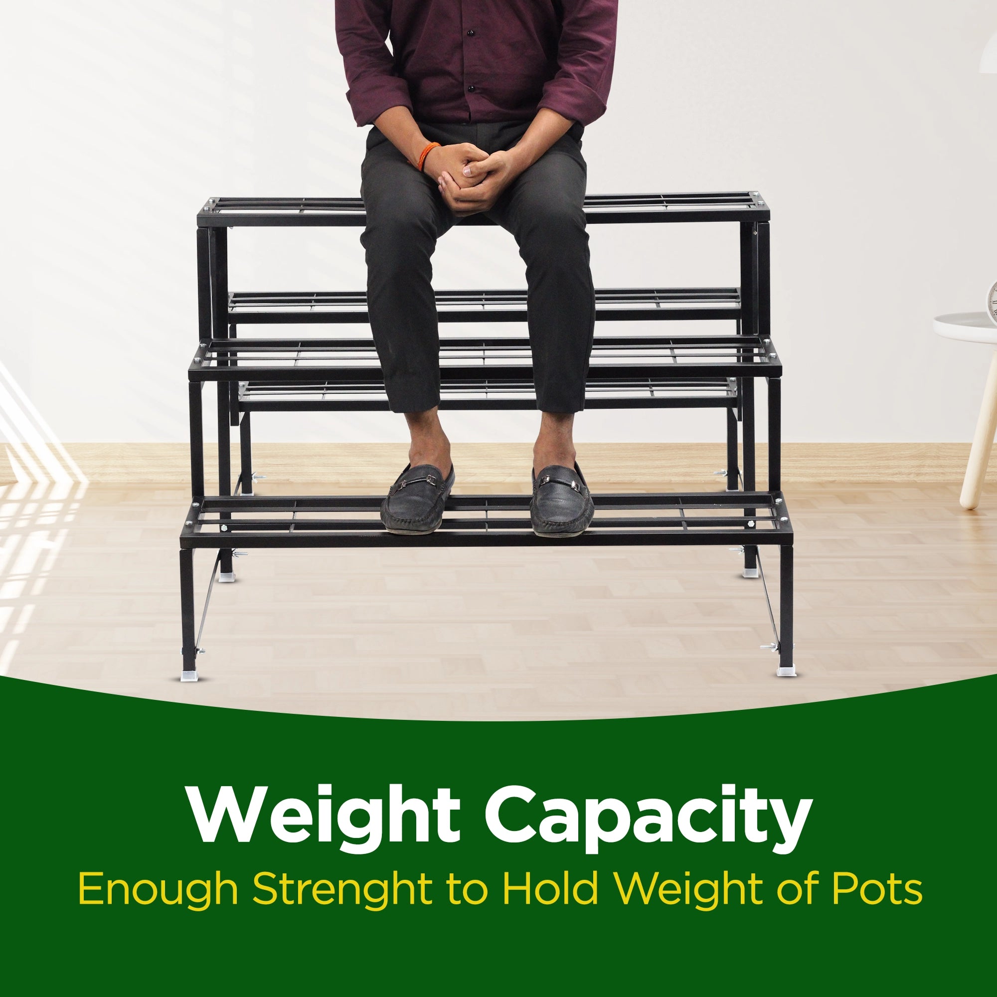 Heavy Duty 5-Step Planter Pot Stand- Best Outdoor & Indoor Garden Stand (Easy Assembly) Metal Stand Urban Plant