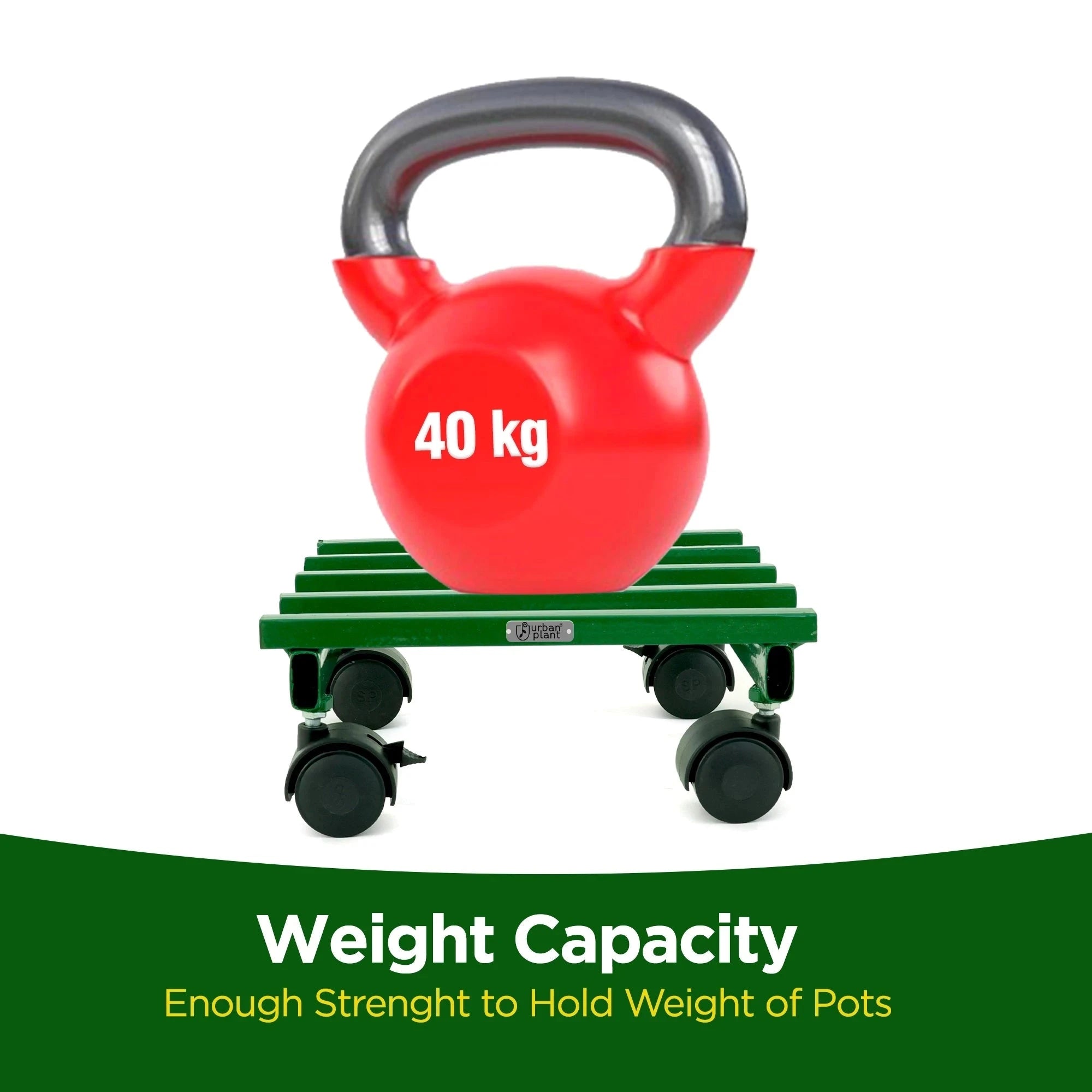 Urban Plant Square Caddy with Wheel Rolling Plant Stand (Green - Set of 4) Metal Stand Urban Plant