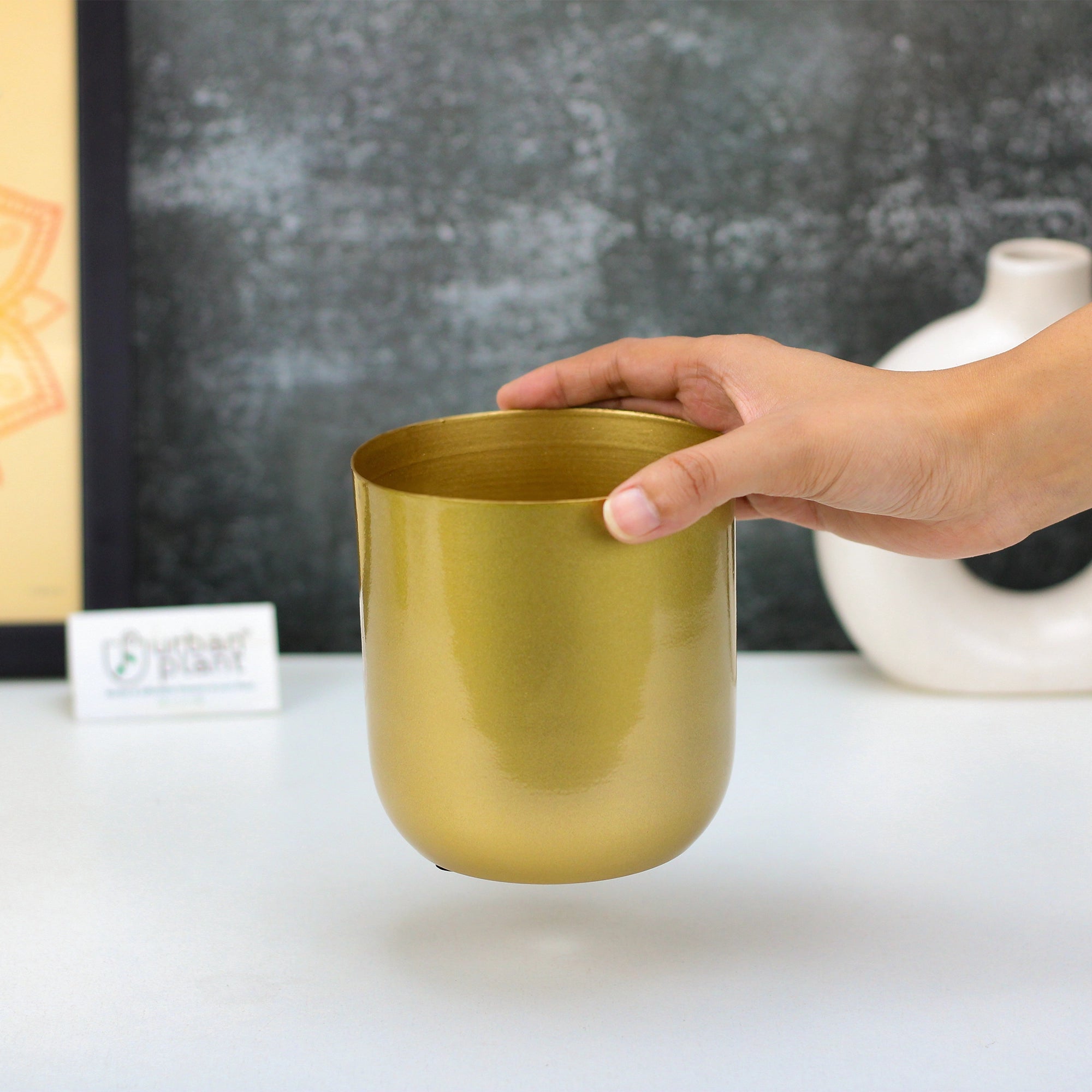 Metallic Miniature Plant Holder 5 inch Metal Planter Urban Plant 