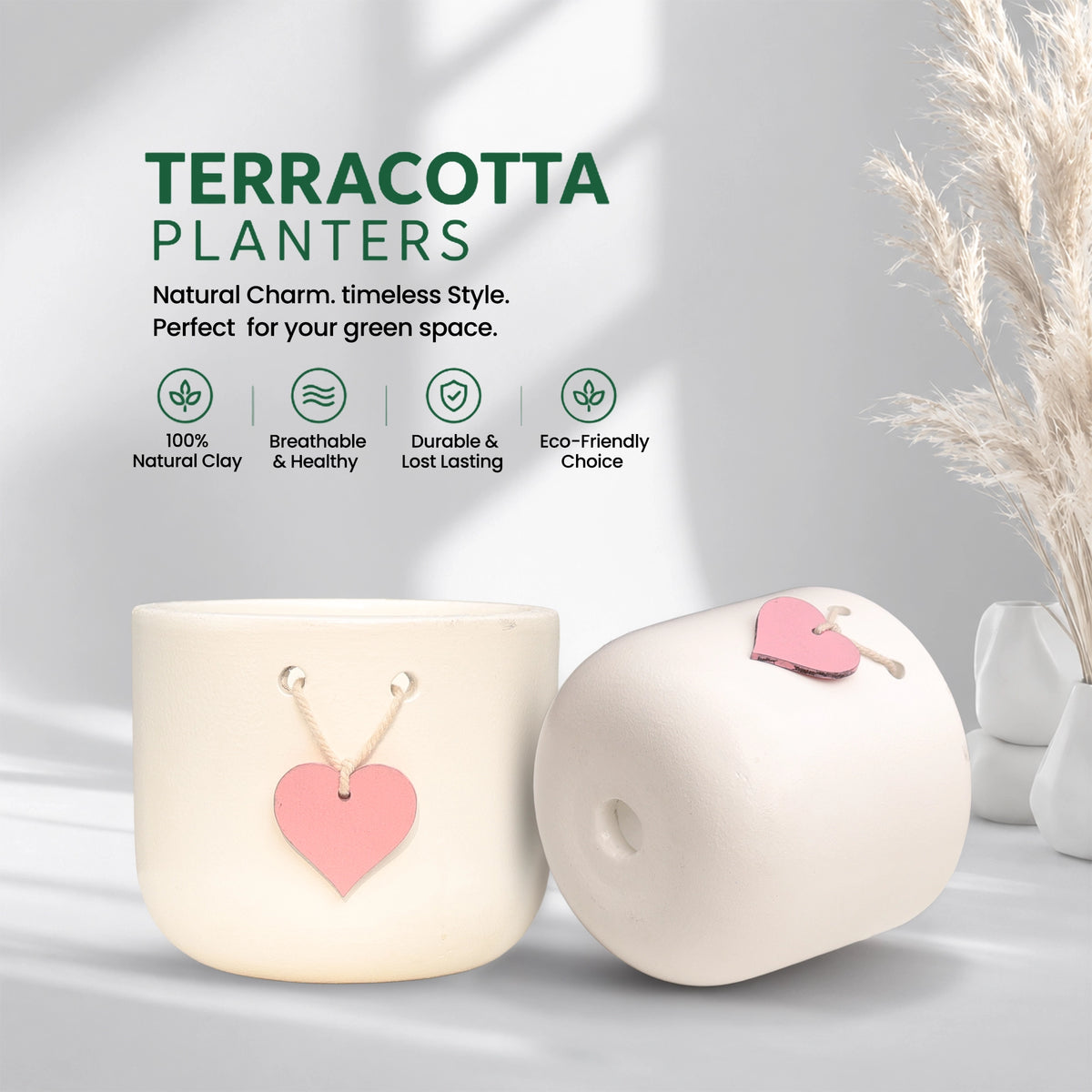 Urban Plant Cherish Terracotta Pot with Heart Tag