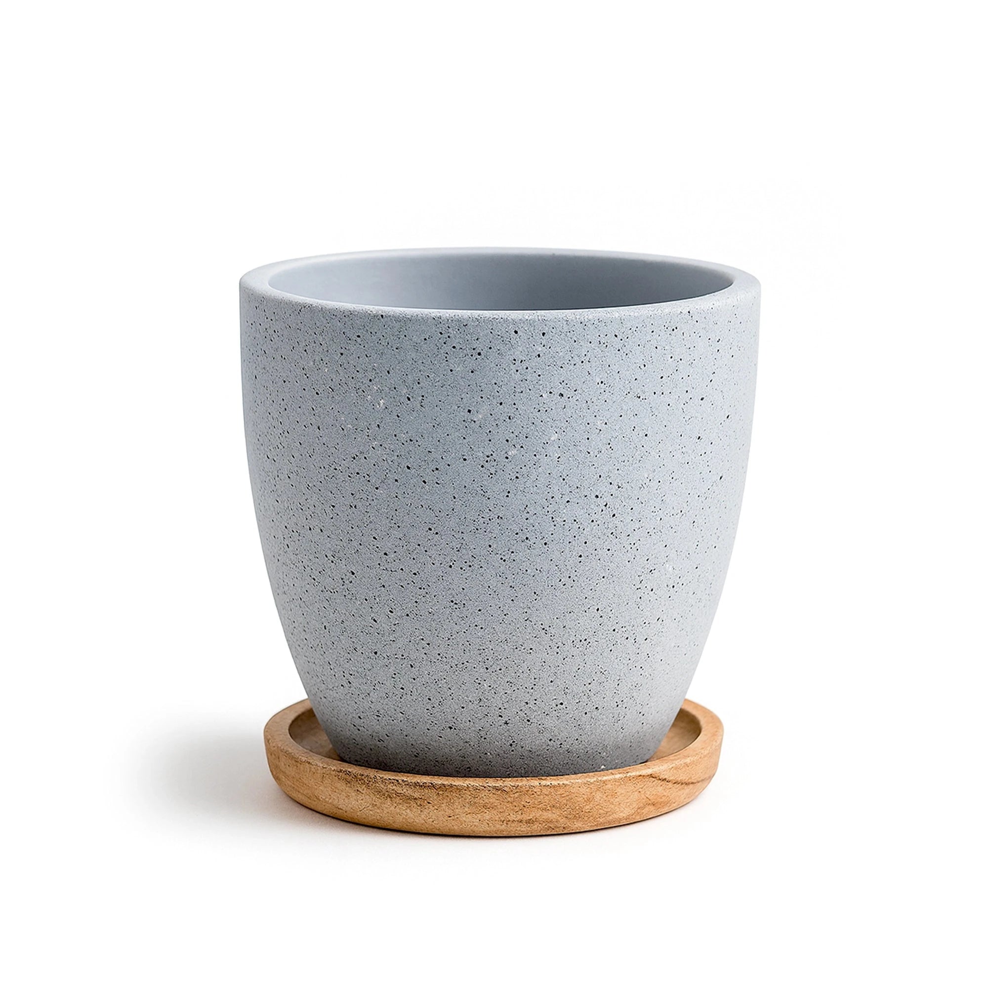 Terrazzo Terracotta Pot With Wooden Saucer Urban Plant 