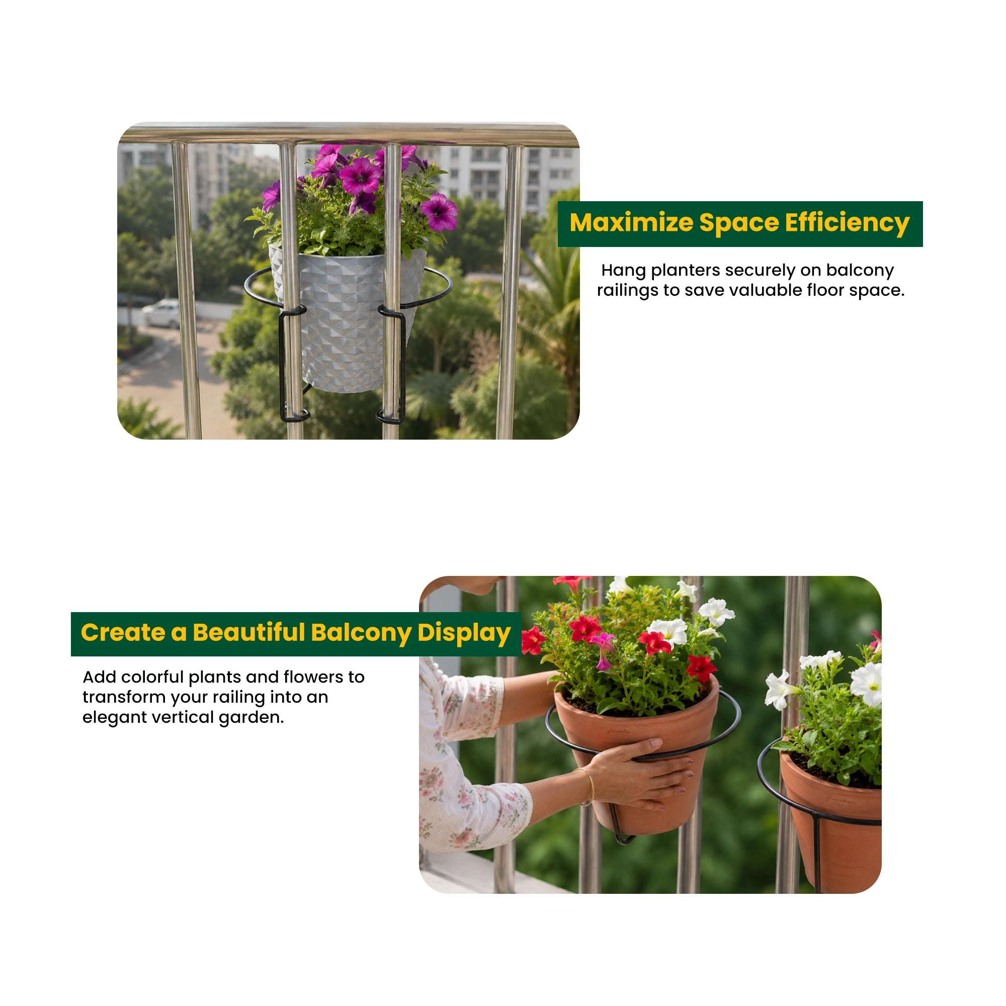 Ring Nest Railing Planter Holder for Balcony | Urban Plant