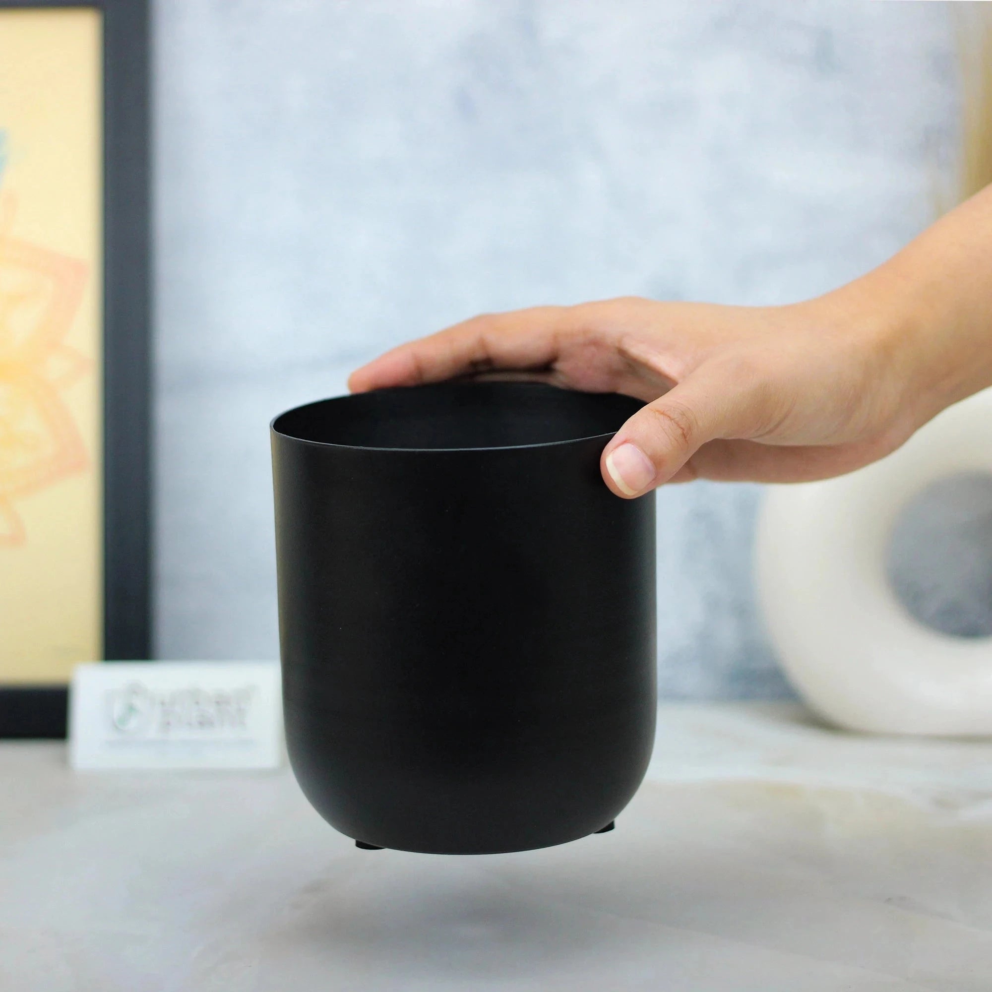 Metallic Miniature Planter (Black - Pack of 1) Metal Planter Urban Plant 