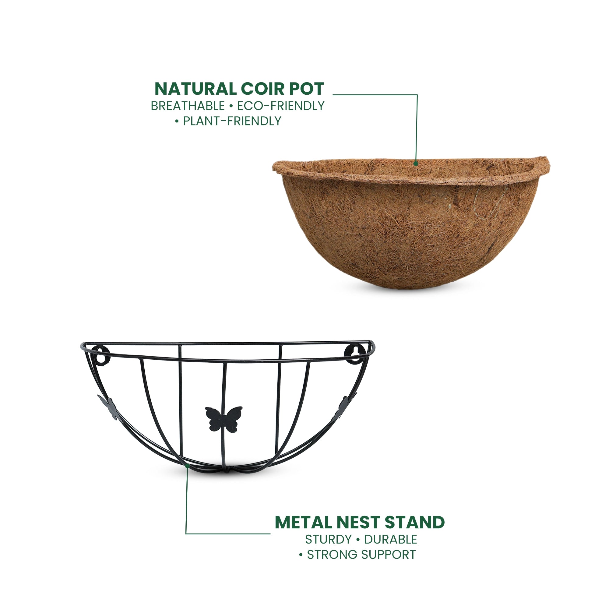 Urban Plant HALF MOON coir wall planter with natural coir liner