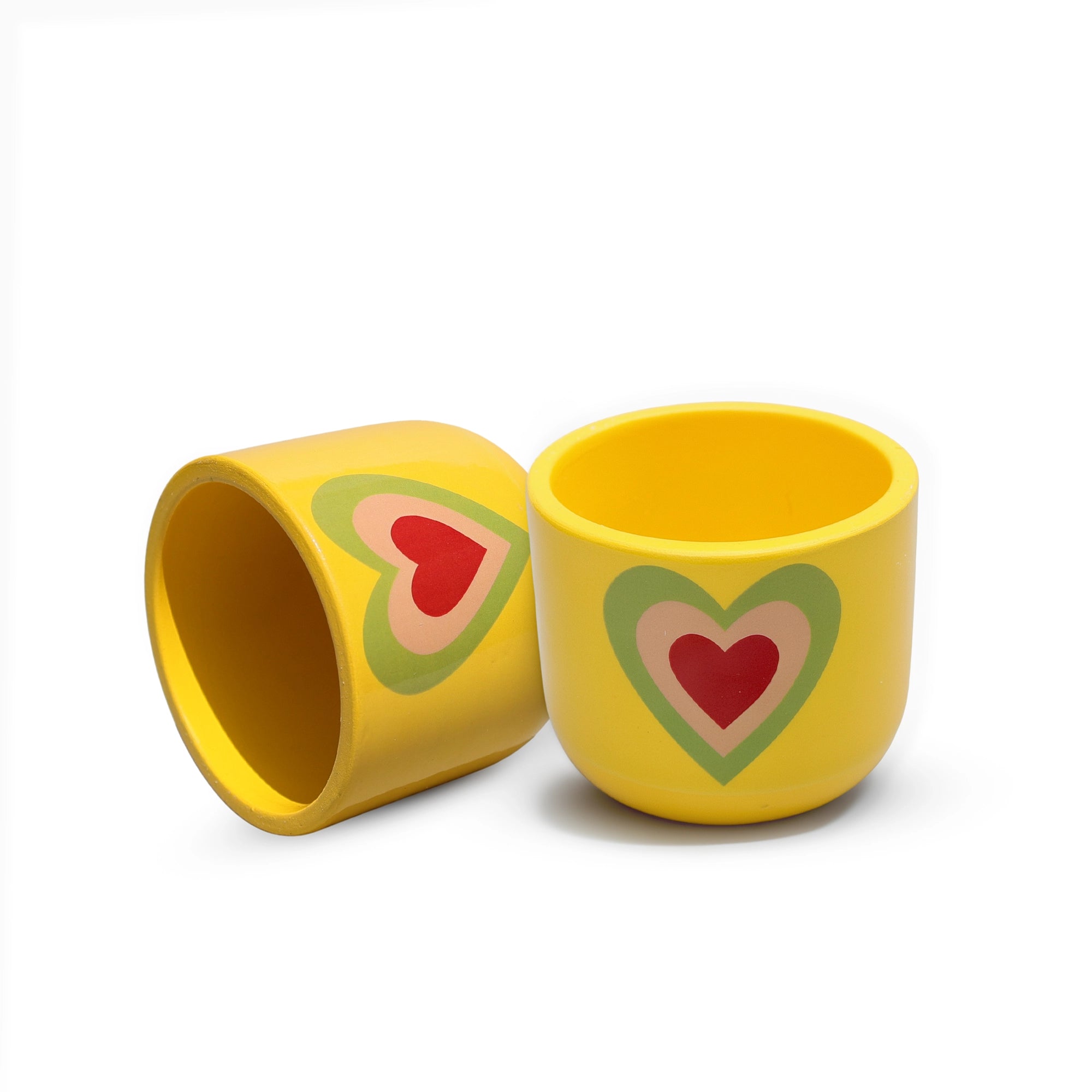 Heart Bloom Terracotta Pot in Sunshine Heart yellow color with layered heart design by Urban Plant