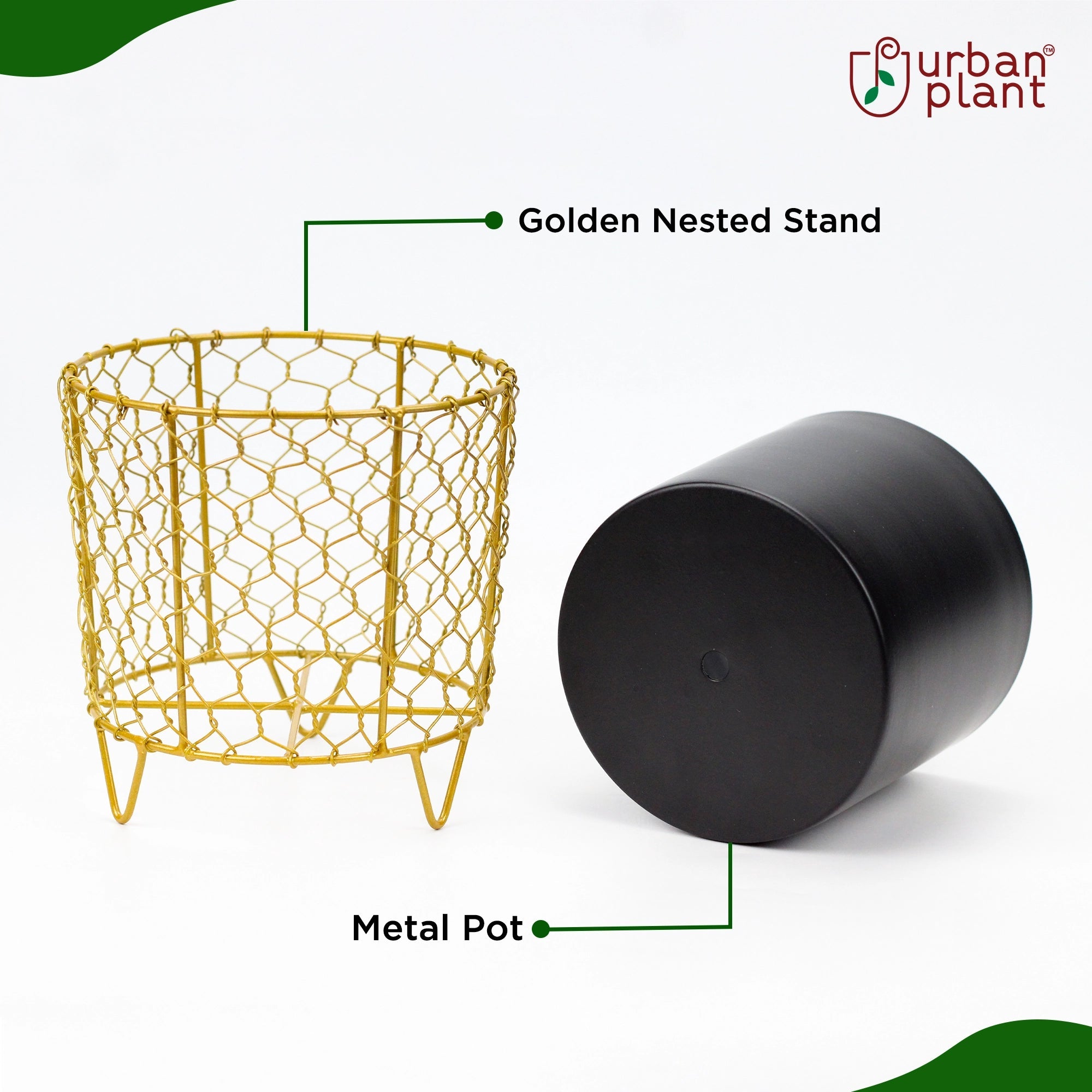Golden Cage Metal Planter | Modern Designer Planter Pots for Living Room - 6" - 1270 Metal Planter Urban Plant 