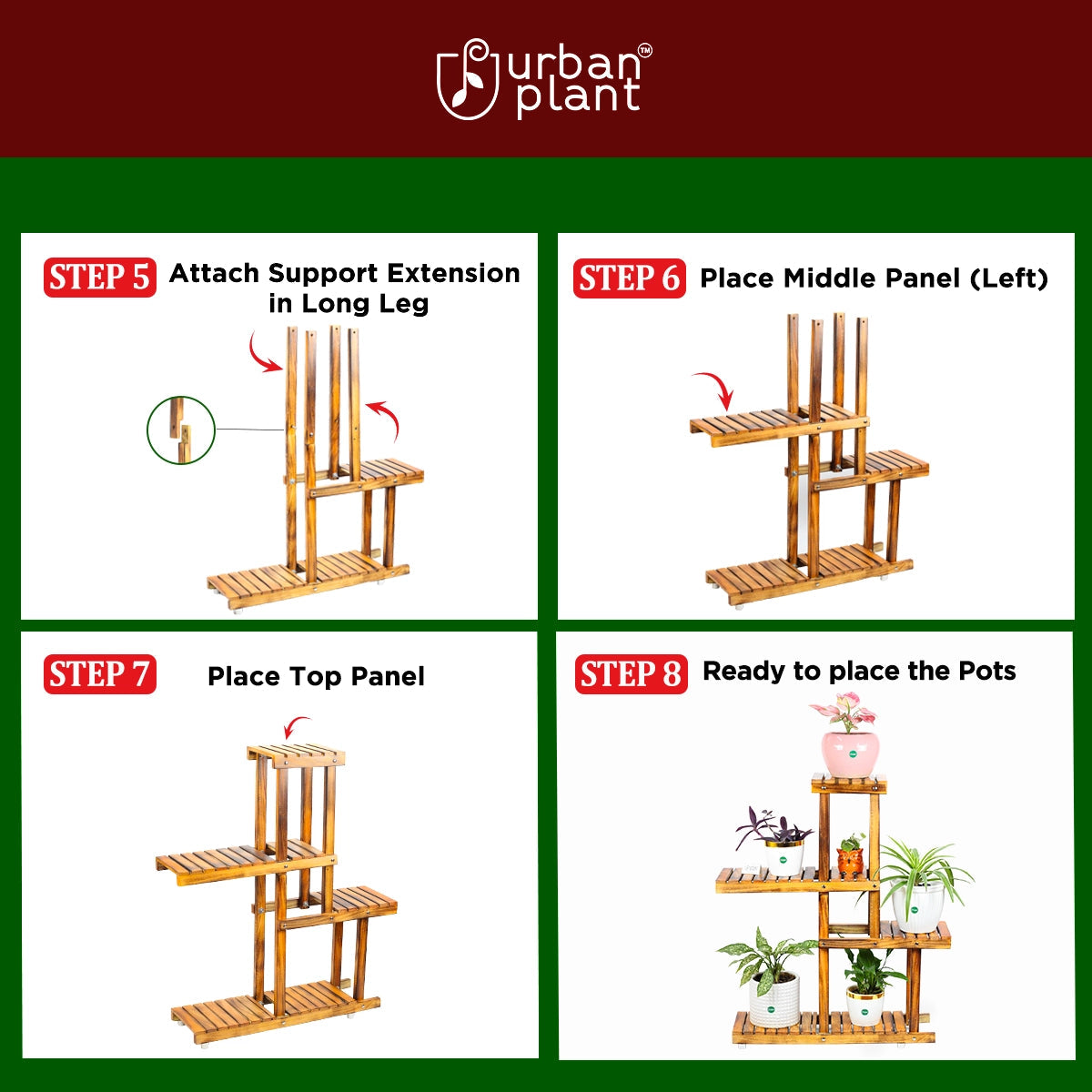 4-Tier Wooden Stand Urban Plant 