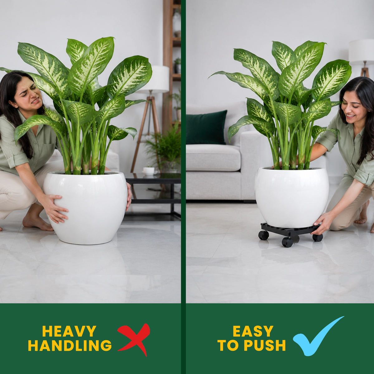 Urban Plant Square Caddy with Wheel Rolling Plant Stand (Set of 4)