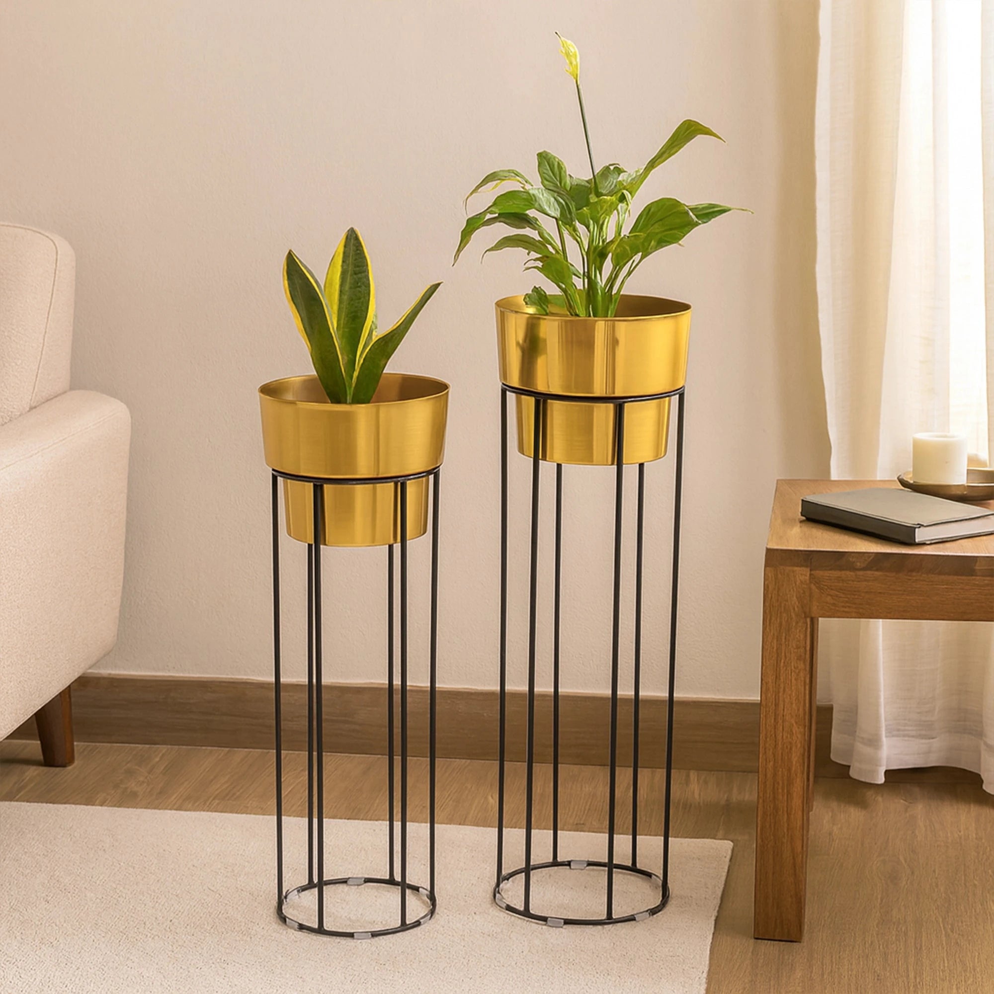Elano Tall Planters Metal Planter Urban Plant Gold 