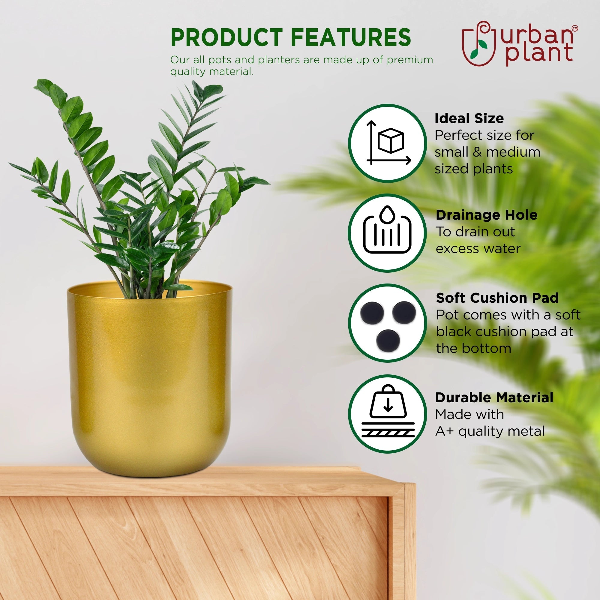 Metallic Miniature Plant Holder 5 inch Metal Planter Urban Plant 