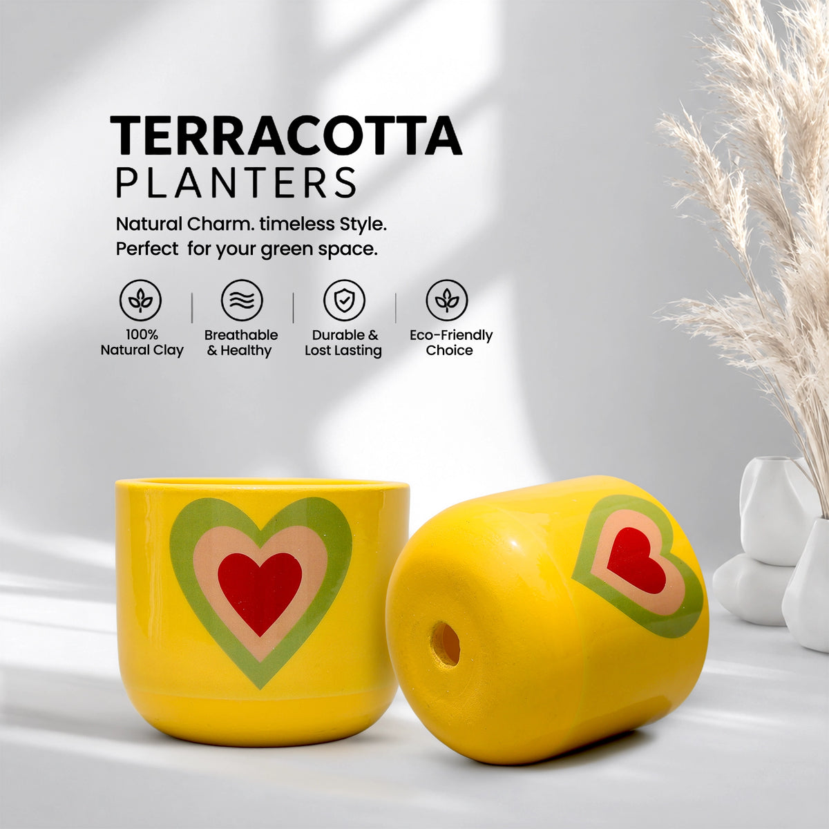 Urban Plant Heart Bloom Terracotta Pot
