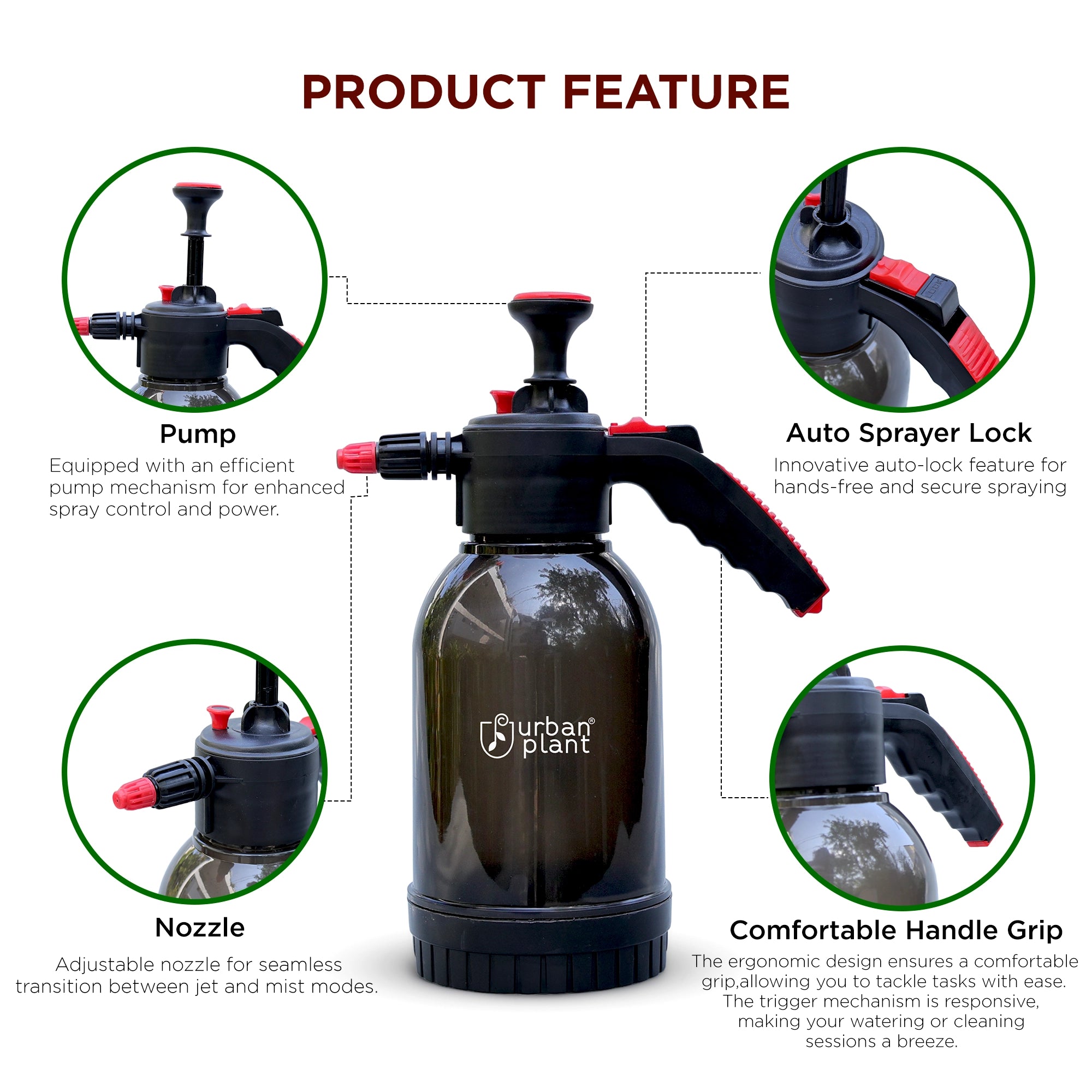 Urban Plant Aquamist Pressure Sprayer Pressure Sprayer Urban Plant Transparent Black