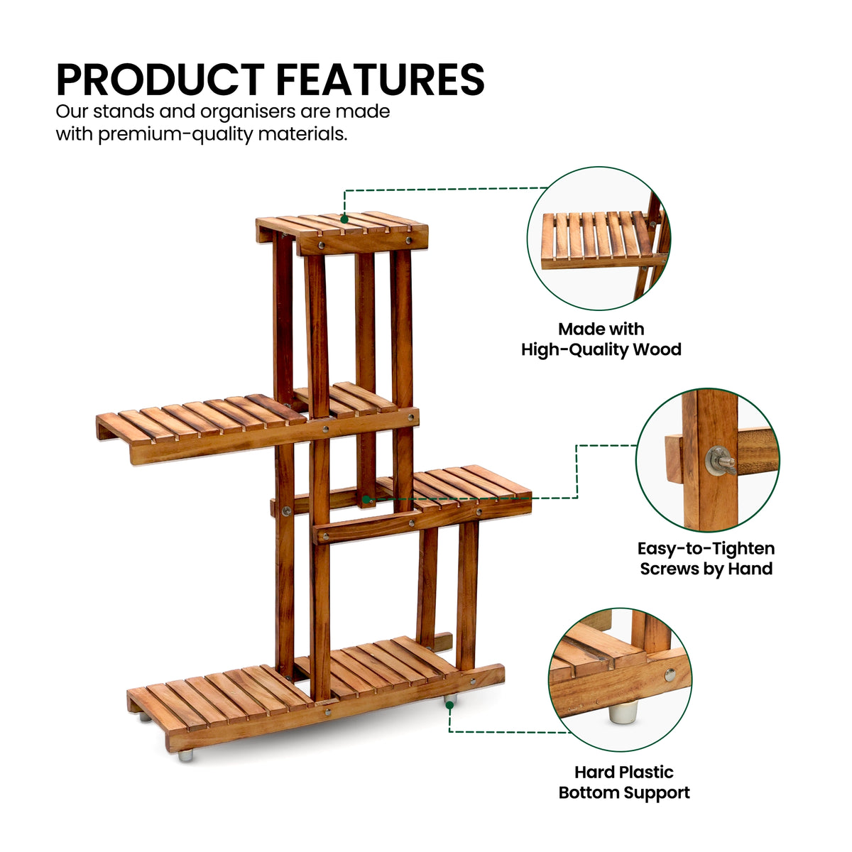 Urban Plant four Tier Wooden Stand for Home Décor 