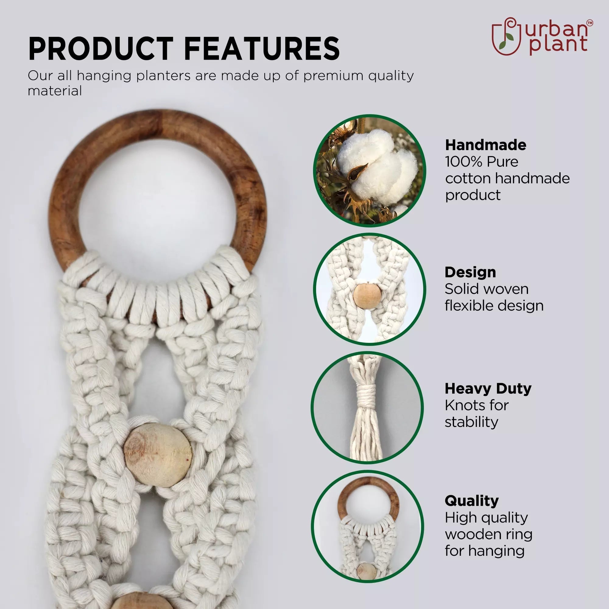 Woody Wood Macrame Plant Hanger Hanging Planter Urban Plant 