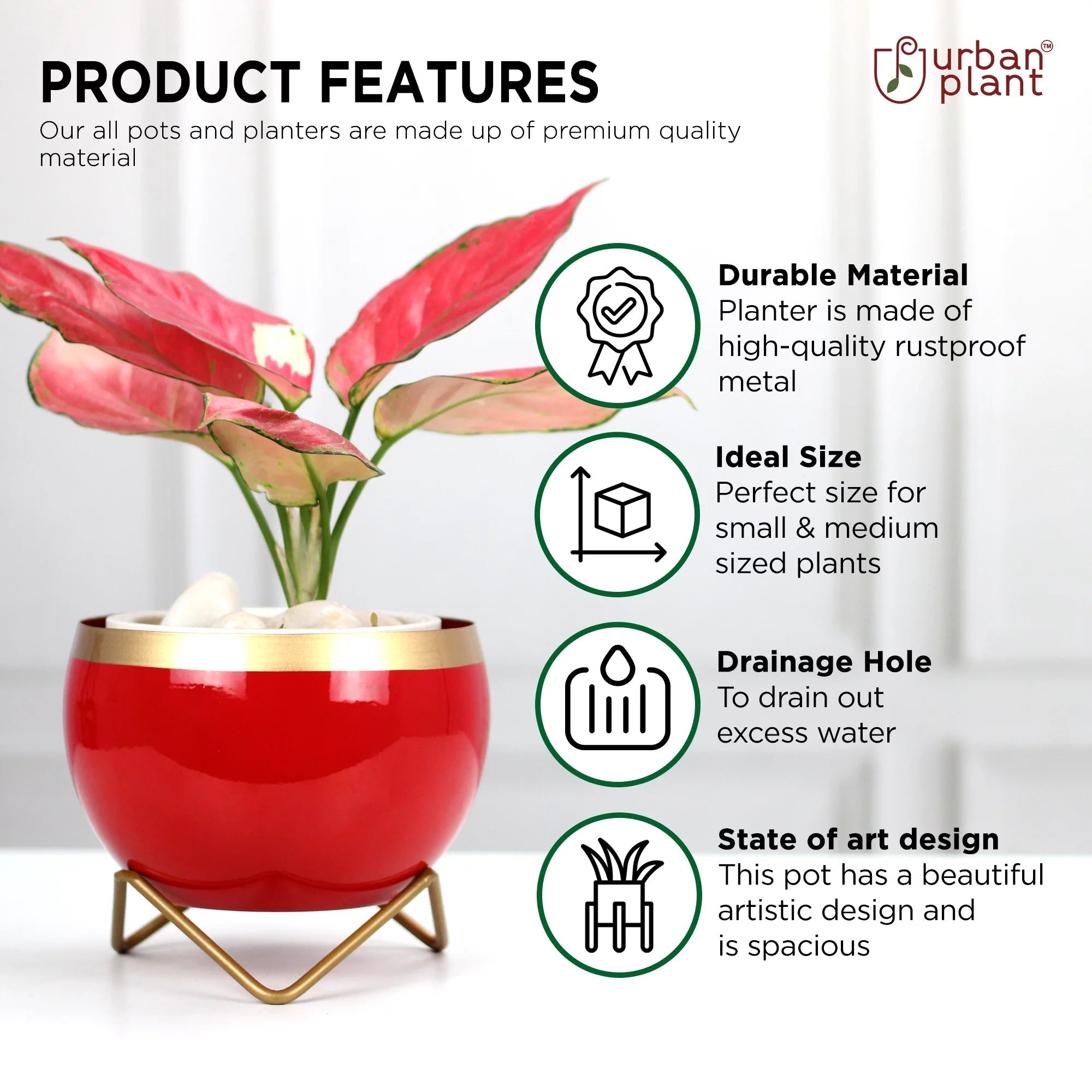 Planters for Tabletop (5 Inch) (Multicolor) Metal Planter Urban Plant 