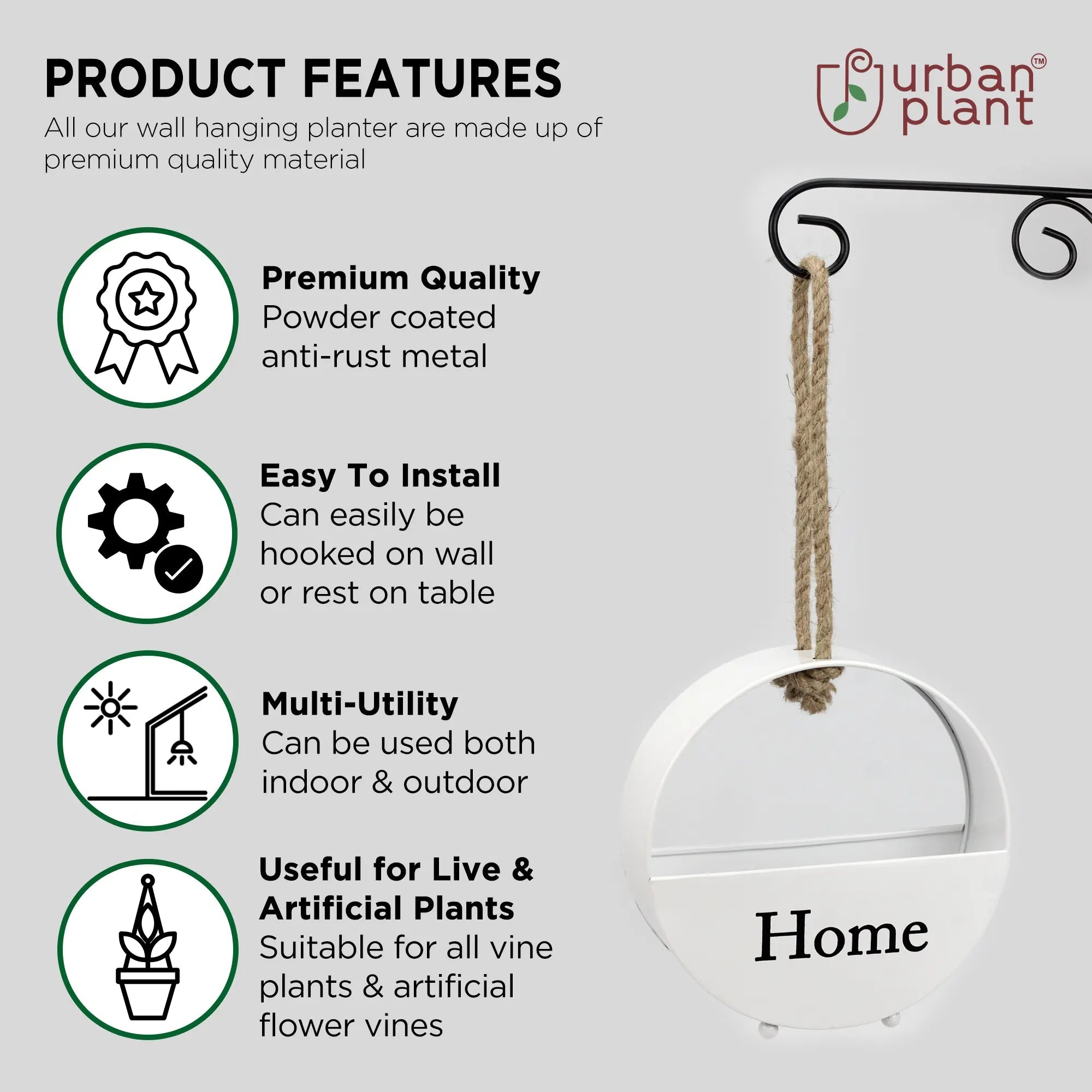 Home Decor Metal Wall Hanging Planter (Set of 2) Hanging Planter Urban Plant 