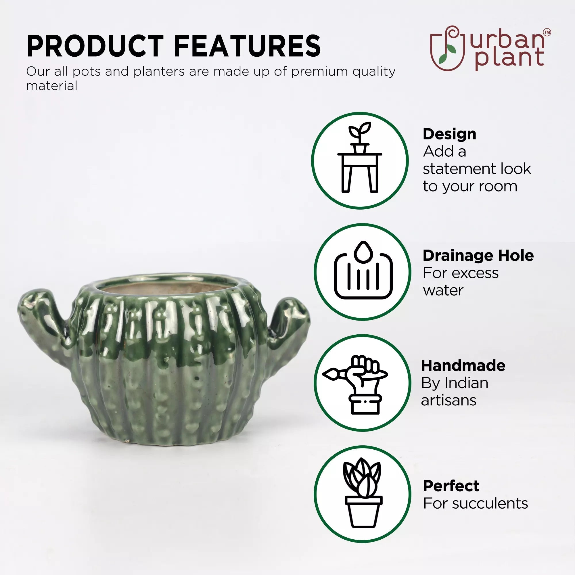 Modern Mesa Cactus Planter Pot - BB0308 Ceramic Planters Urban Plant 