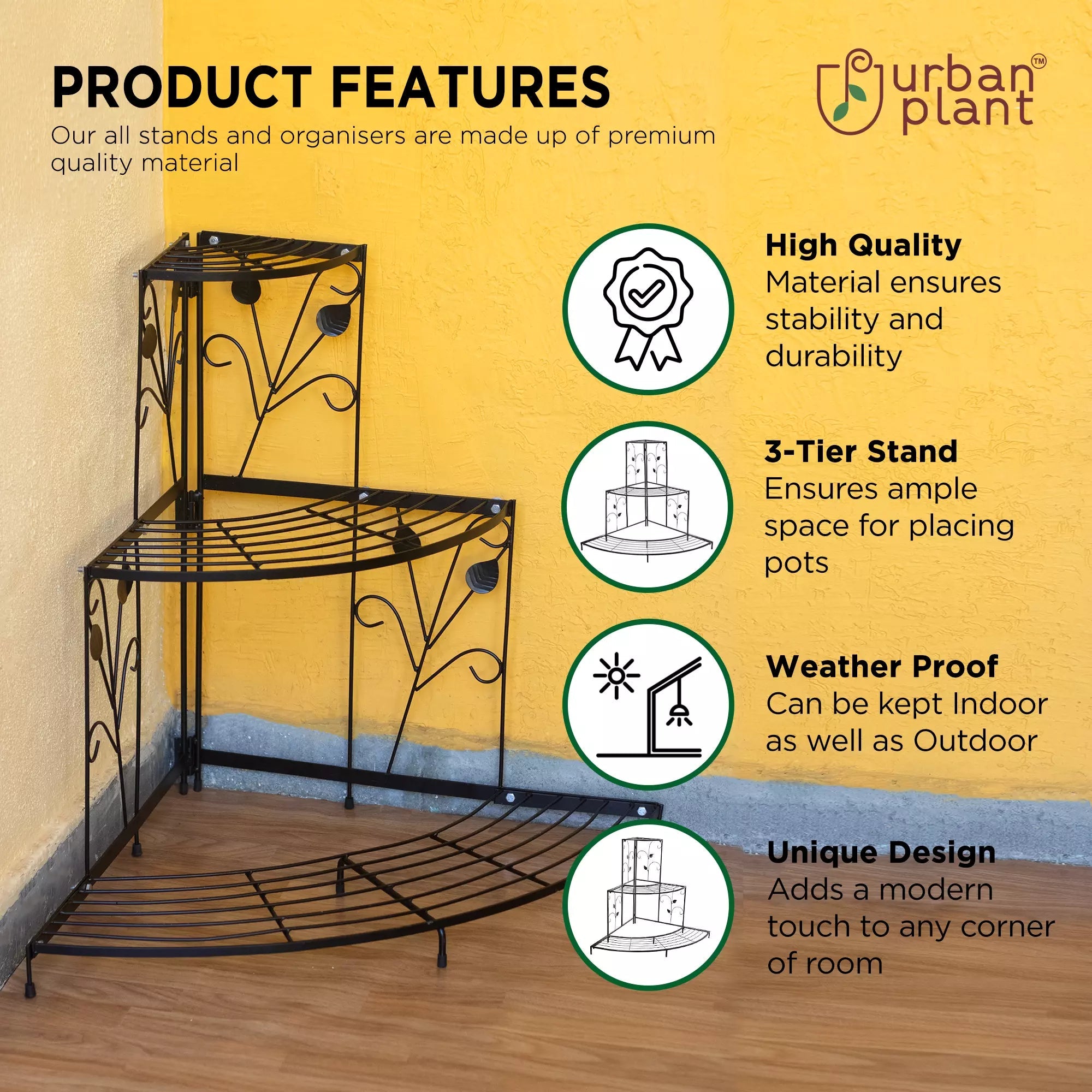 3 Tier Corner Pot Stand Metal -1398 Metal Stand Urban Plant 