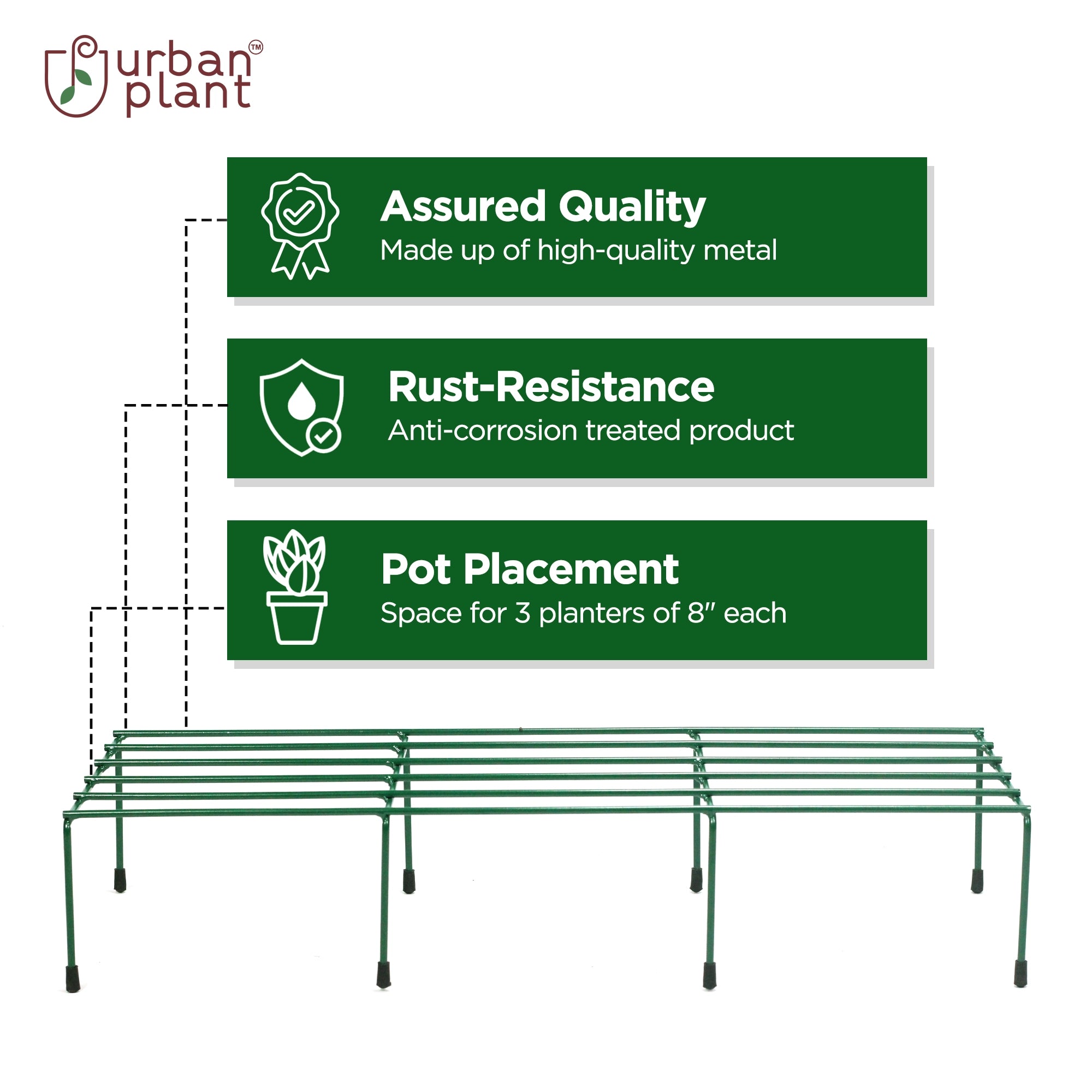 Comrade Metal Planter/Pot Stand for Garden - Green Metal Stand Urban Plant 