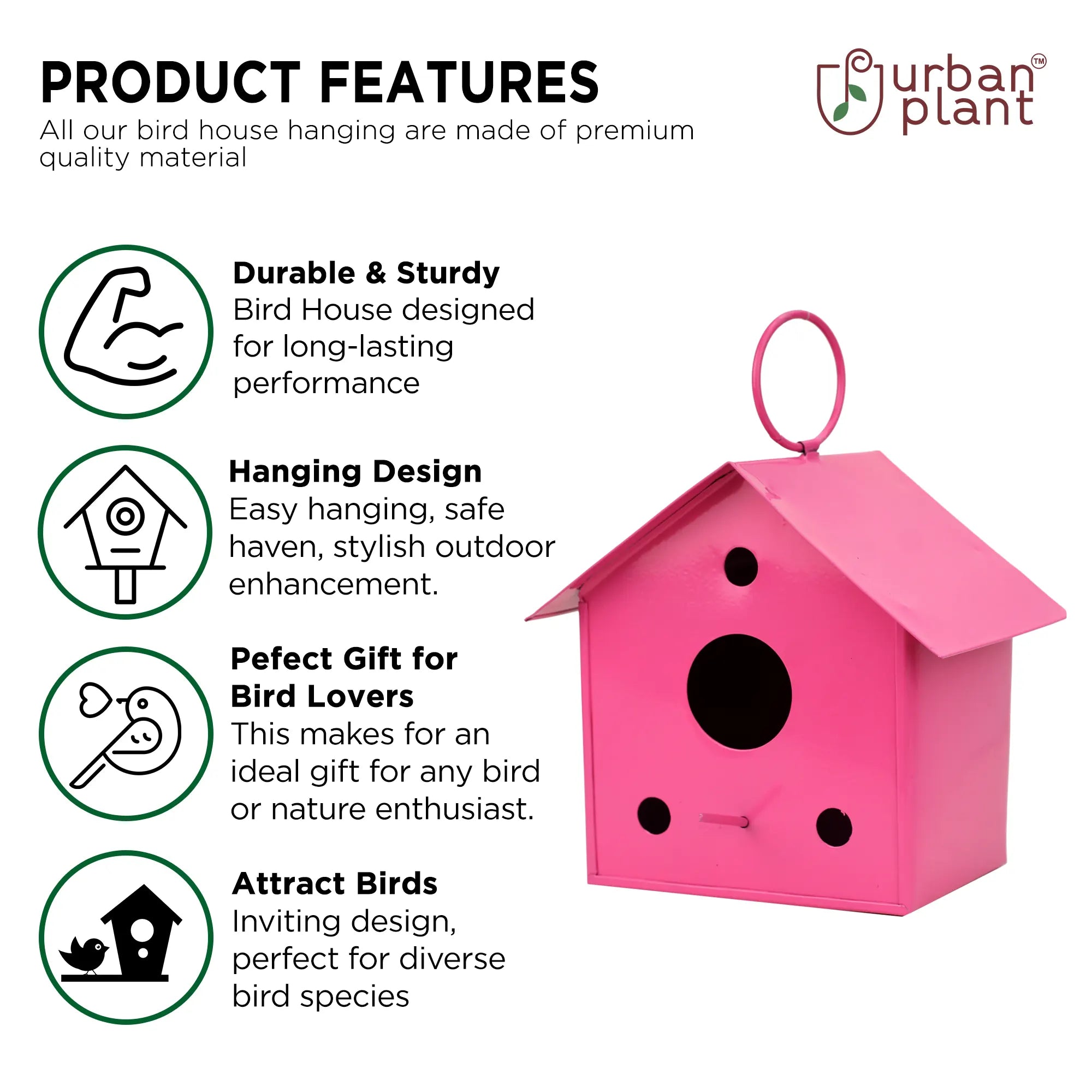 Colorful Metal Hanging Bird House-Set of 3 Oval Balcony Hanging Pot Urban Plant 