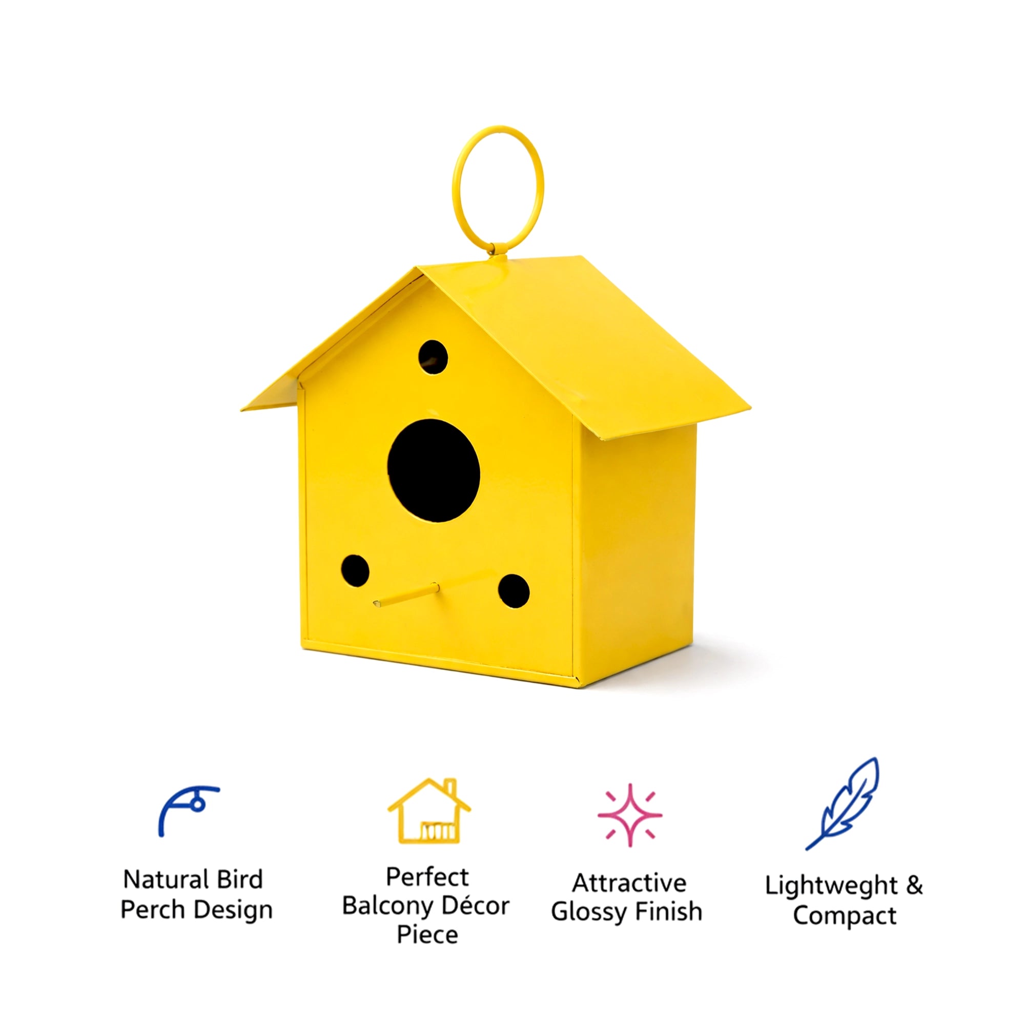 Urban Plant Metal Hanging Bird House (Yellow) product feature