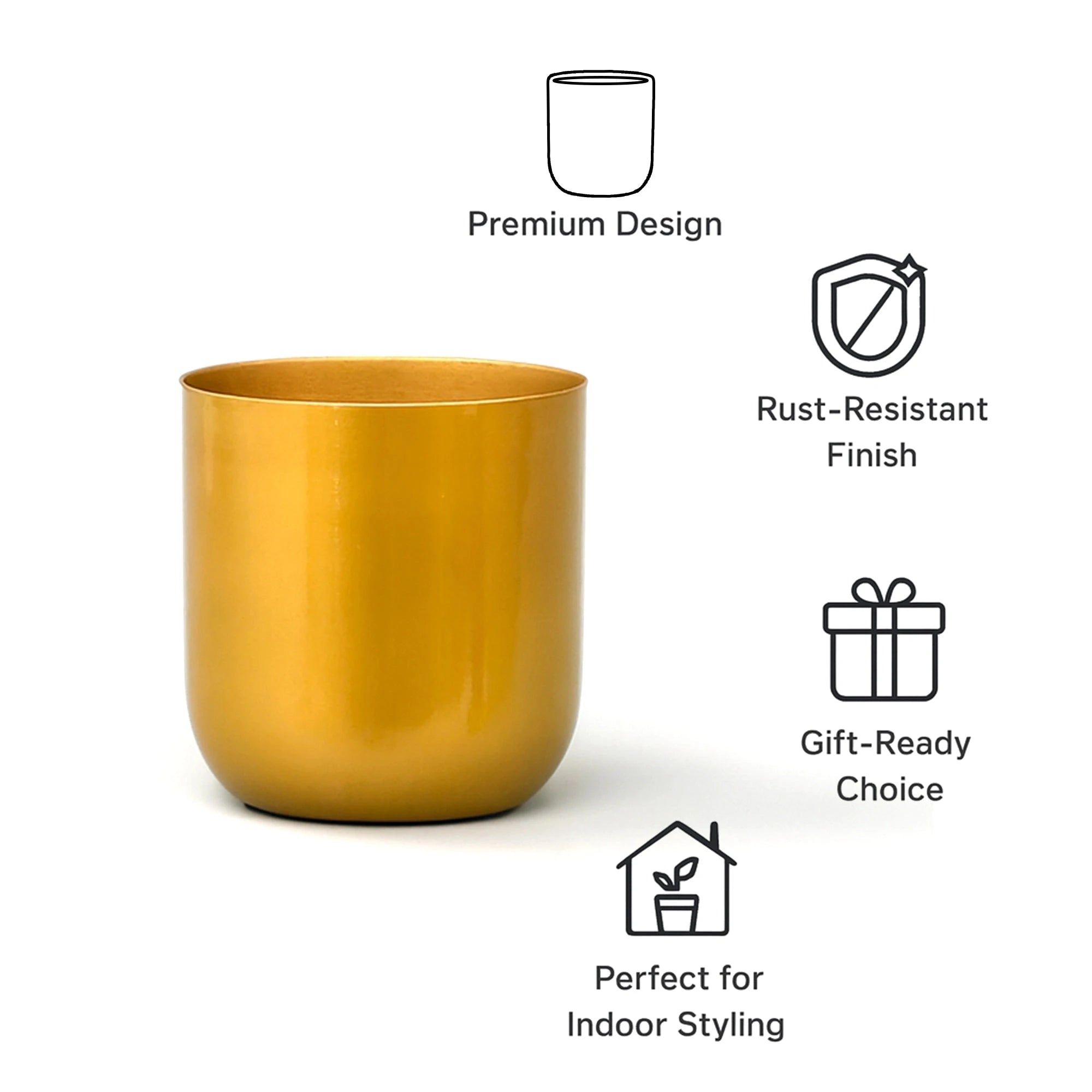 Metallic Miniature Planter (Gold - Pack of 1) Metal Planter Urban Plant 