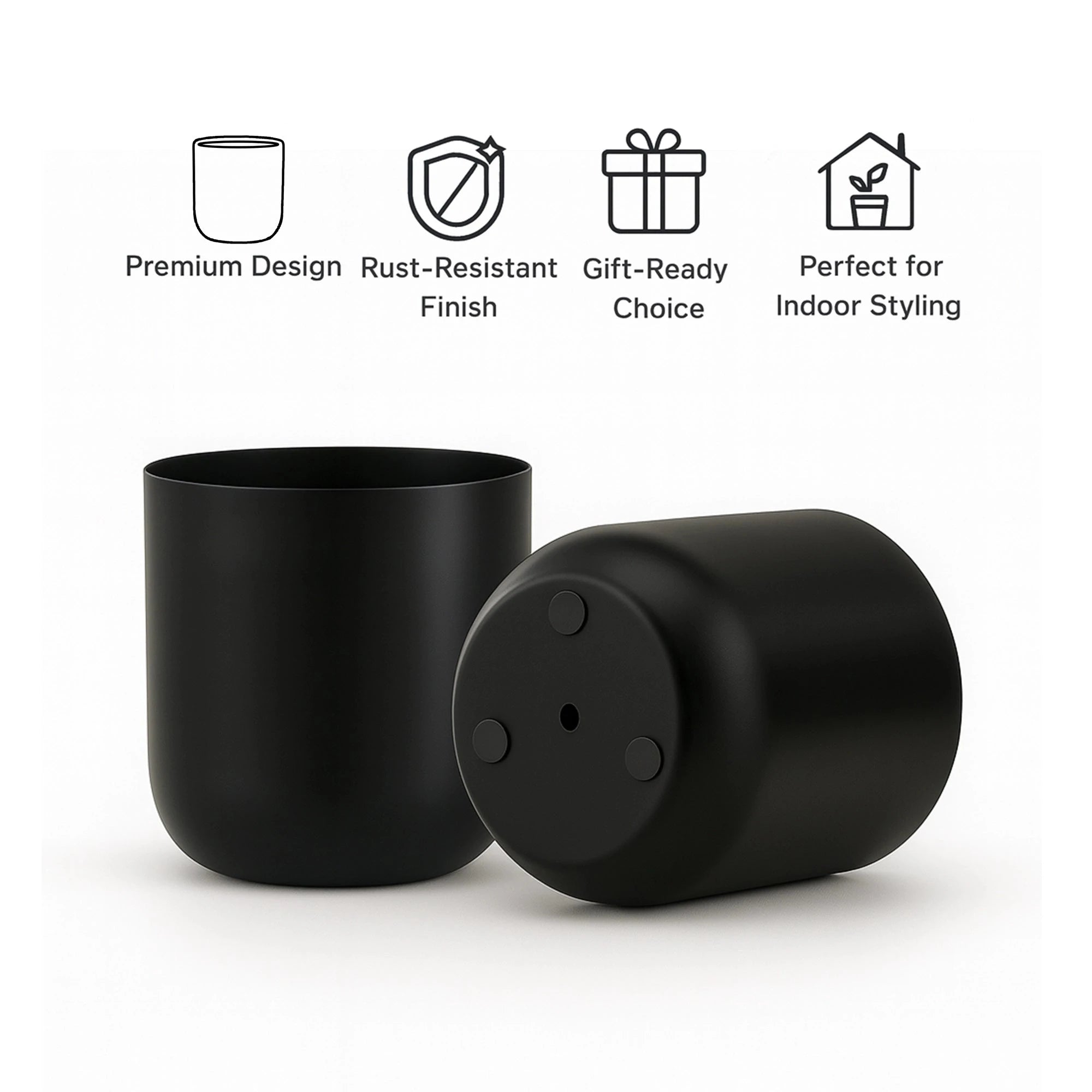 Metallic Miniature Planter (Black - Pack of 2) Metal Planter Urban Plant 