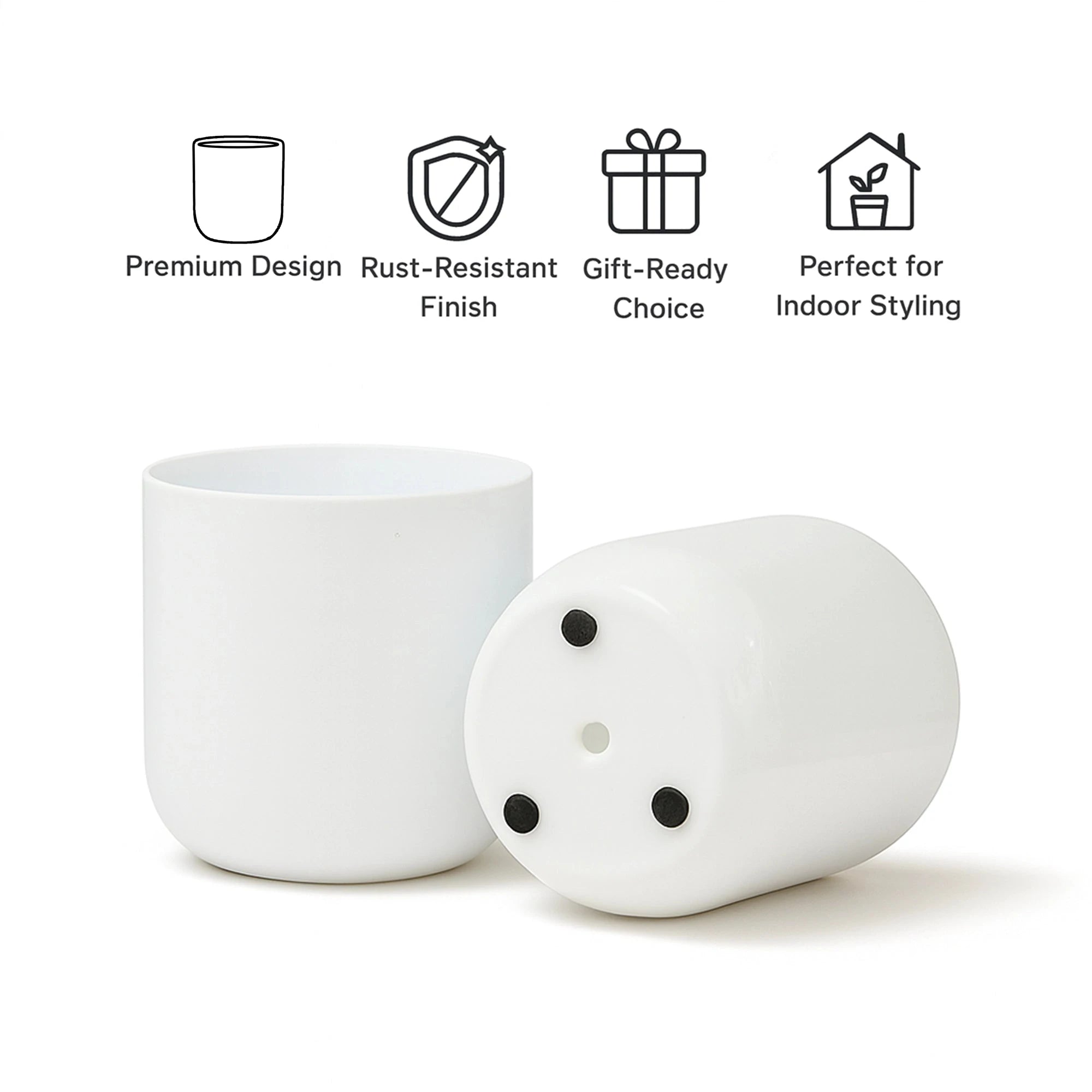 Metallic Miniature Planter (White - Pack of 2) Metal Planter Urban Plant 