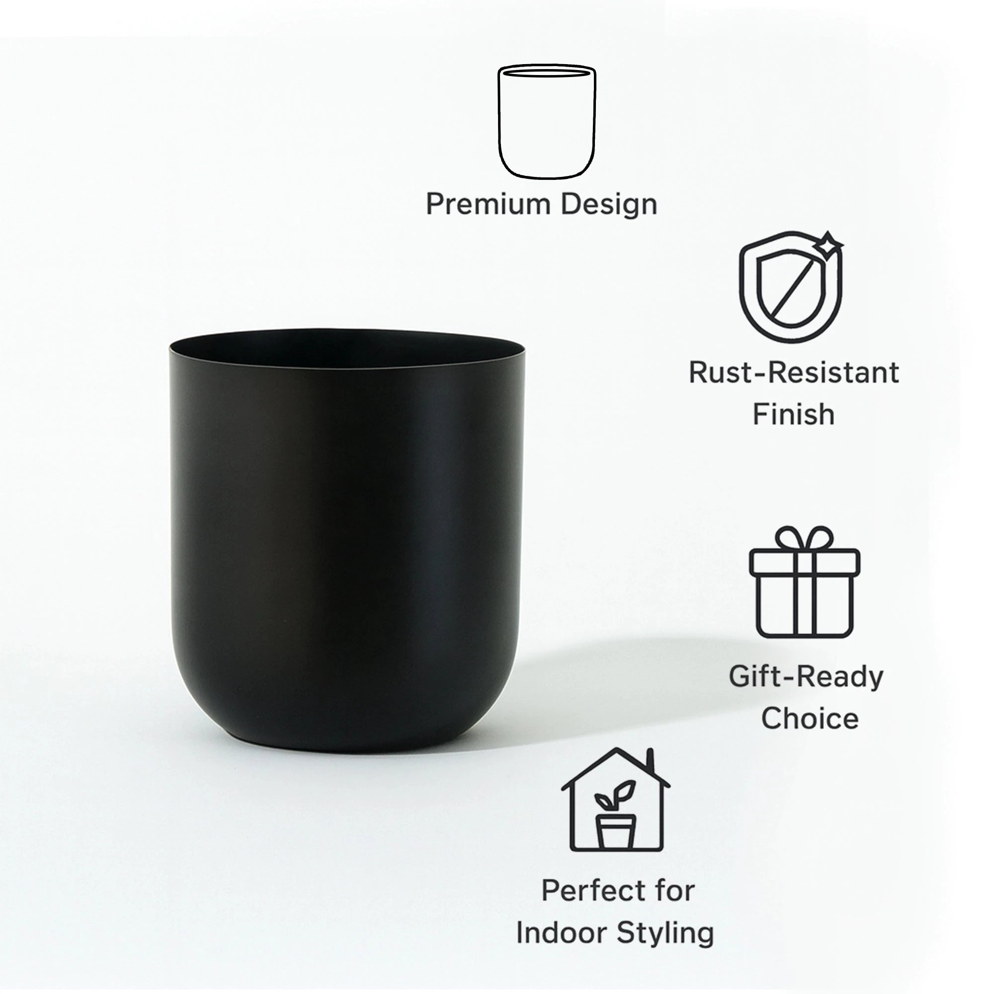 Metallic Miniature Planter (Black - Pack of 1) Metal Planter Urban Plant 