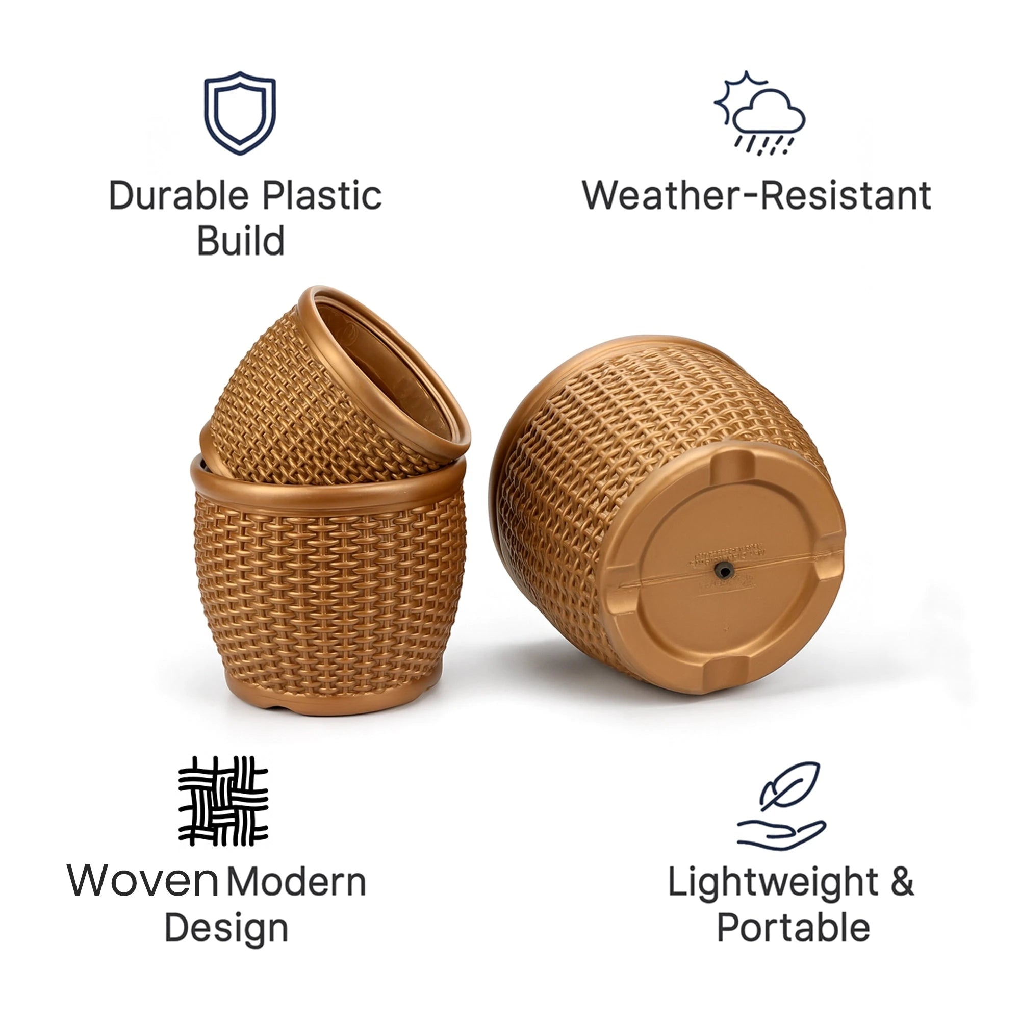 Mat Classy Planters - (Set of 3) Plastic Pot Urban Plant 