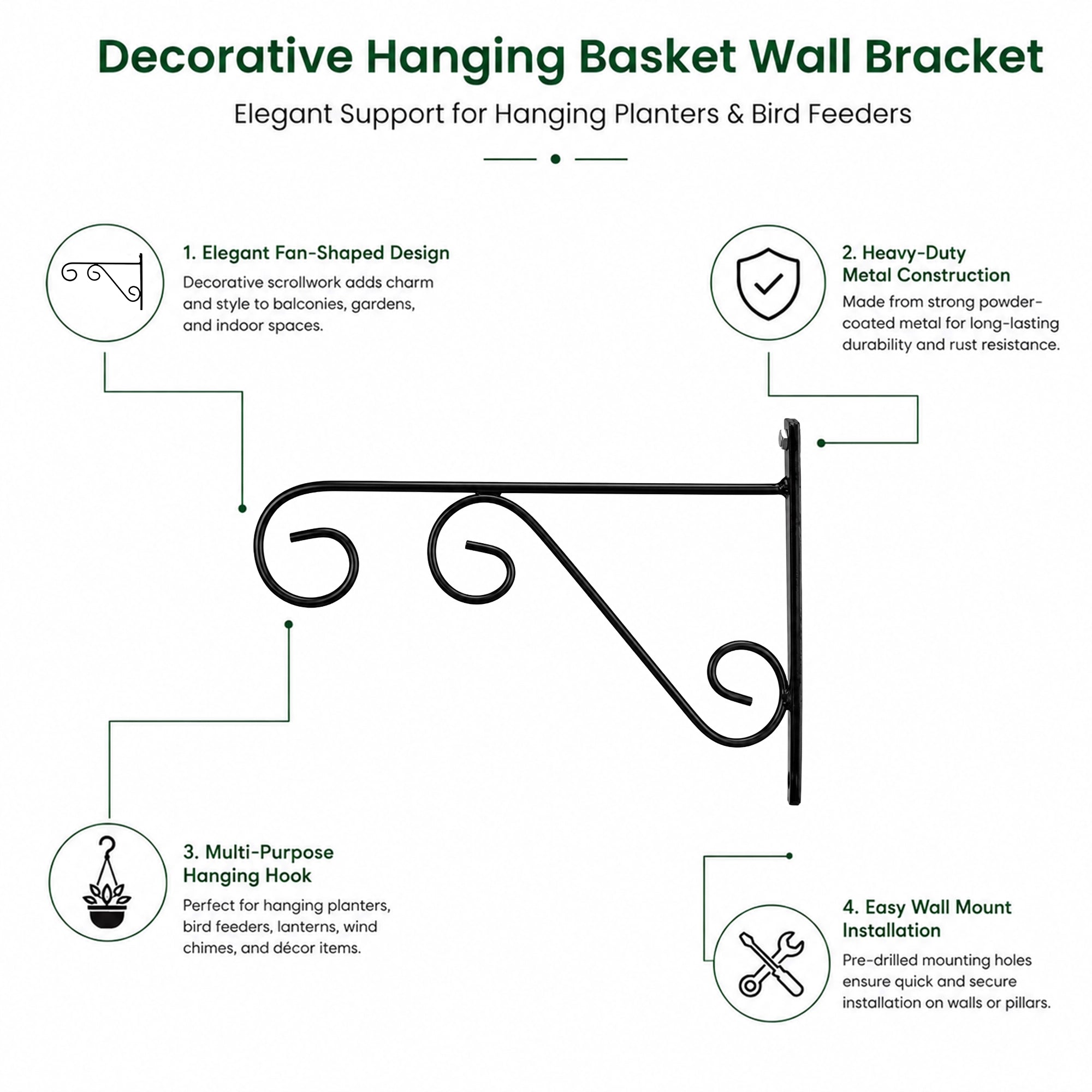 Urban Plant Metal Wall Bracket - (Set of 2) S-Shape