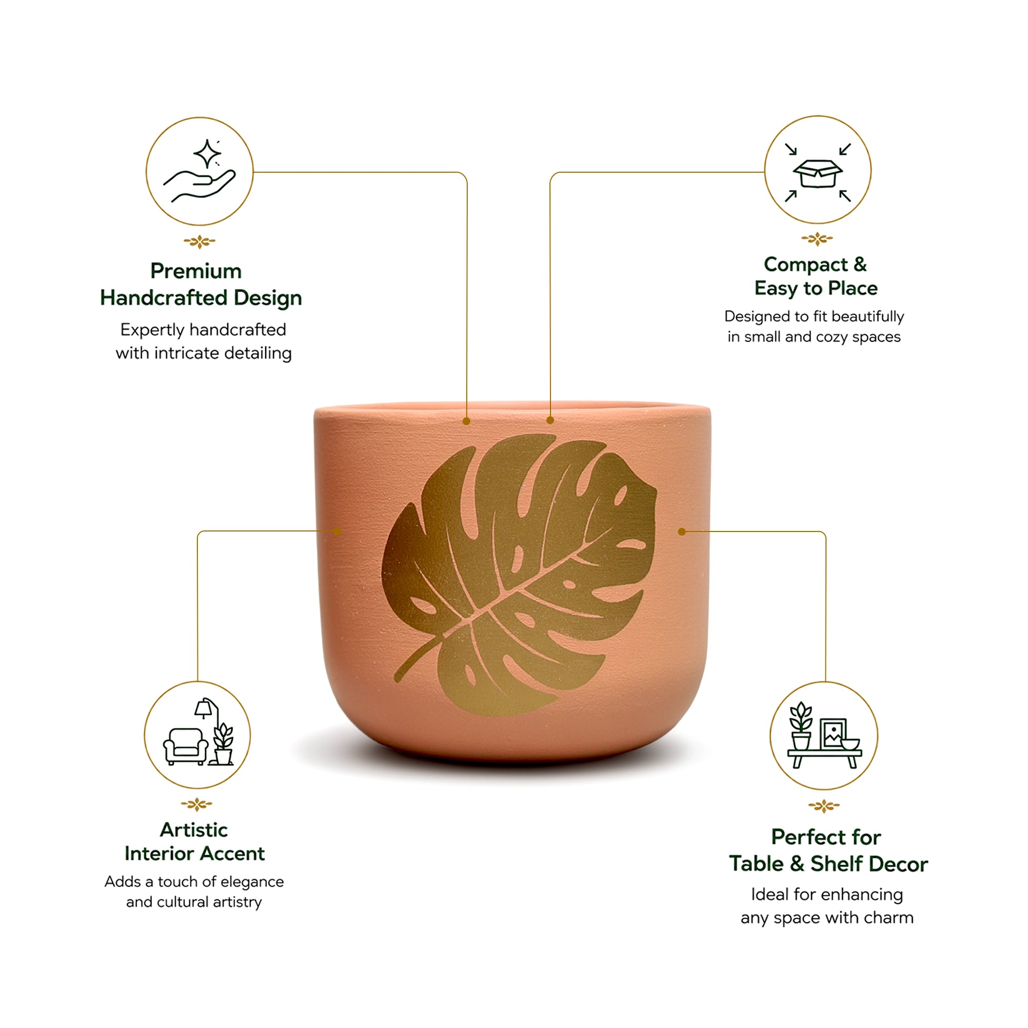 Monstera Muse Earth Gold Terracotta Pot by Urban Plant