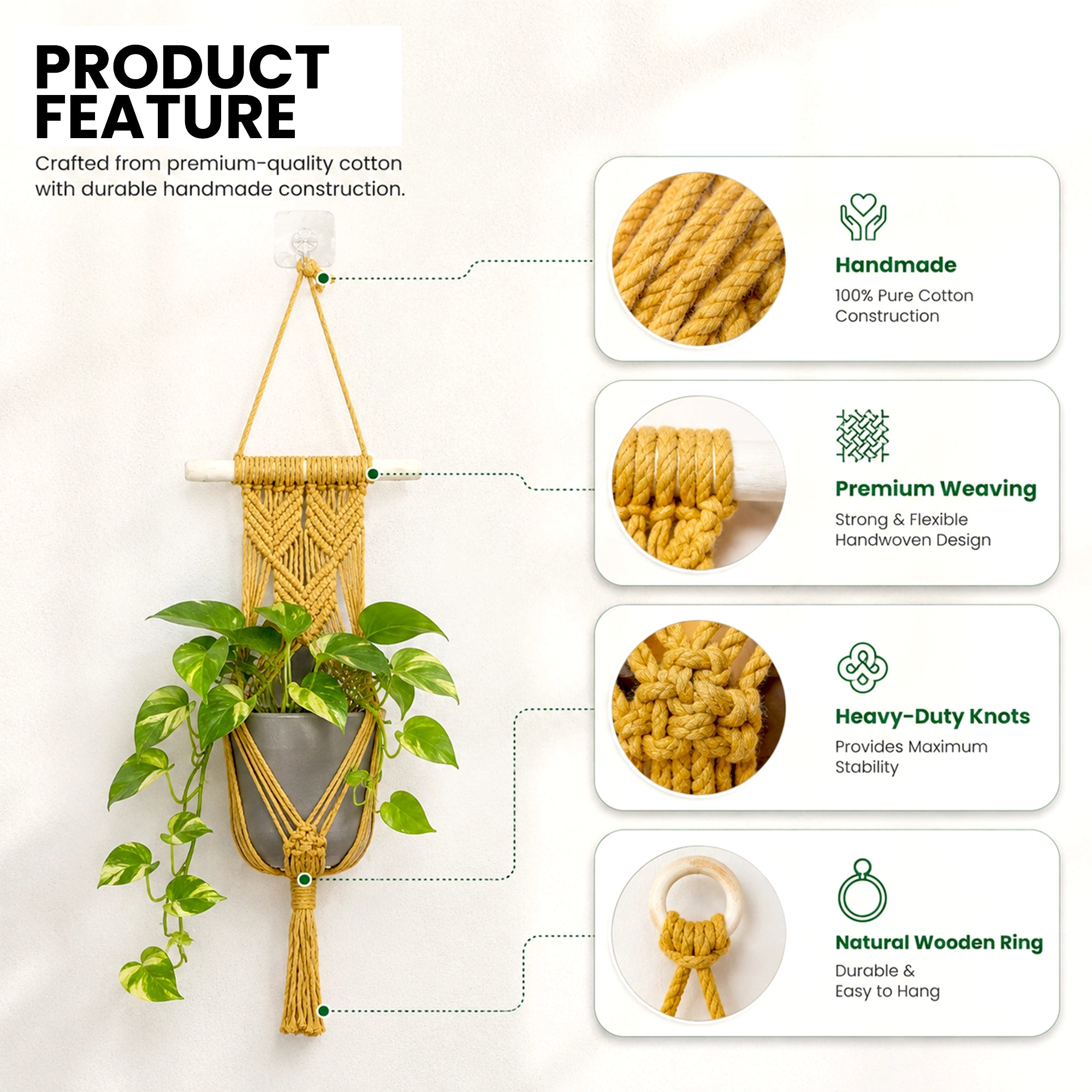 Urban Plant Mustard Bliss Macrame Plant Hanger