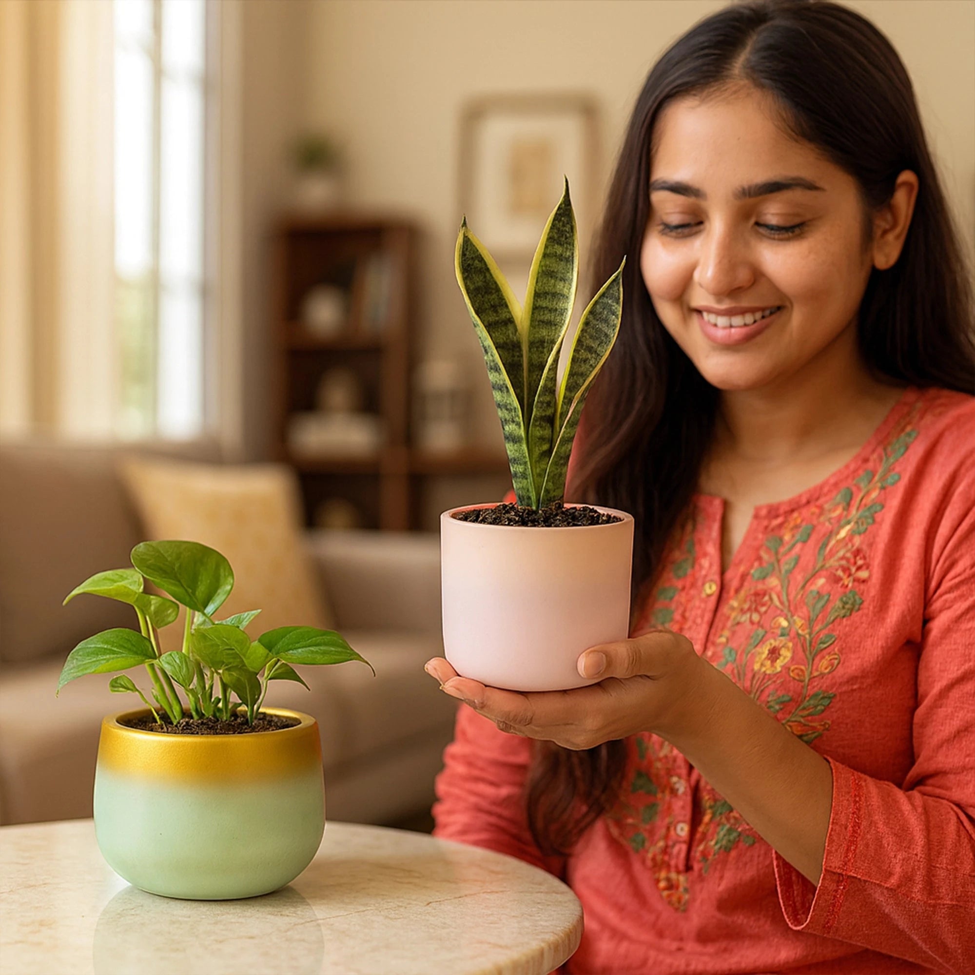 Terracotta Wonders - (Set of 2) Terracotta Pot Urban Plant 
