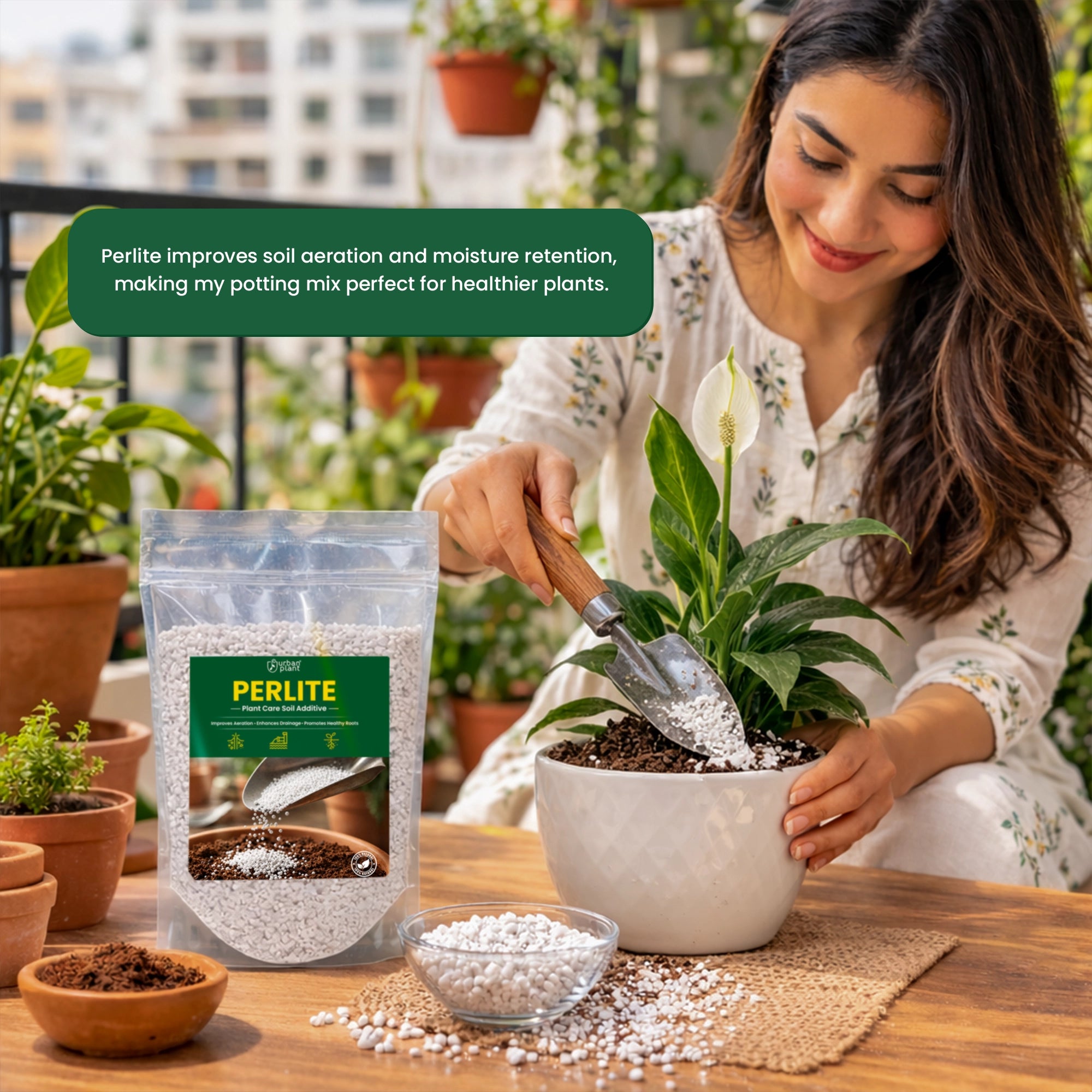 Perlite for Potting Soil Mix Urban Plant 250 Gram real use in garden