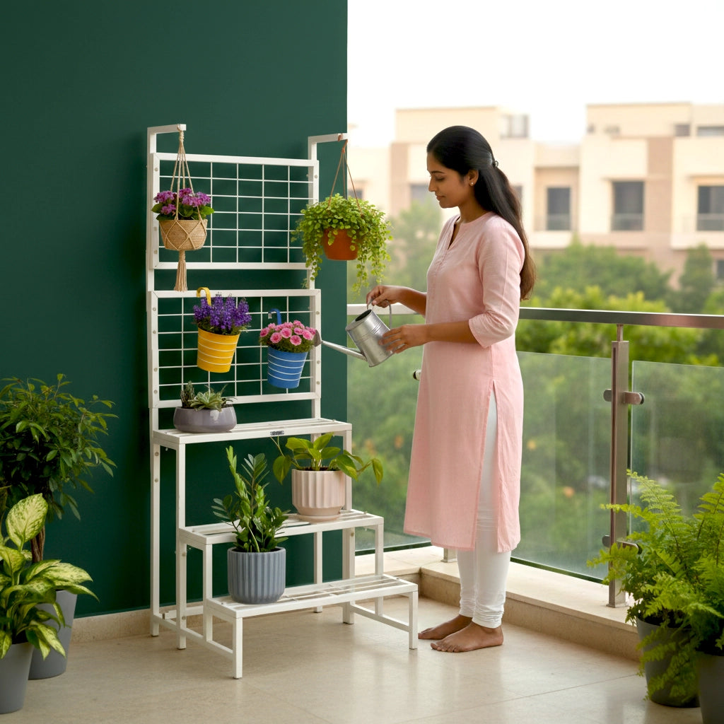 Indoor plant display stand with climber grid Urban Plant lifestyle