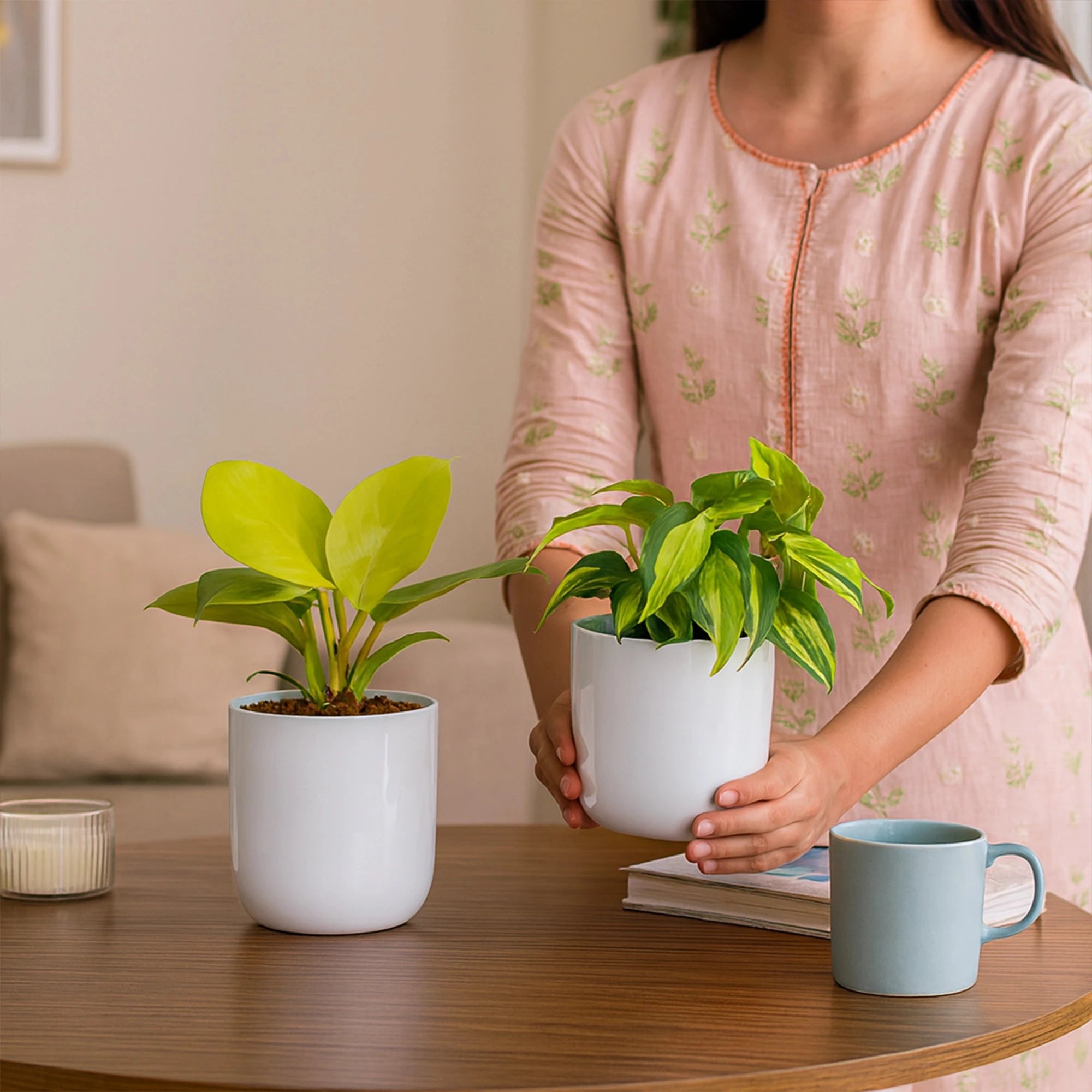 Metallic Miniature Planter (White - Pack of 2) Metal Planter Urban Plant 