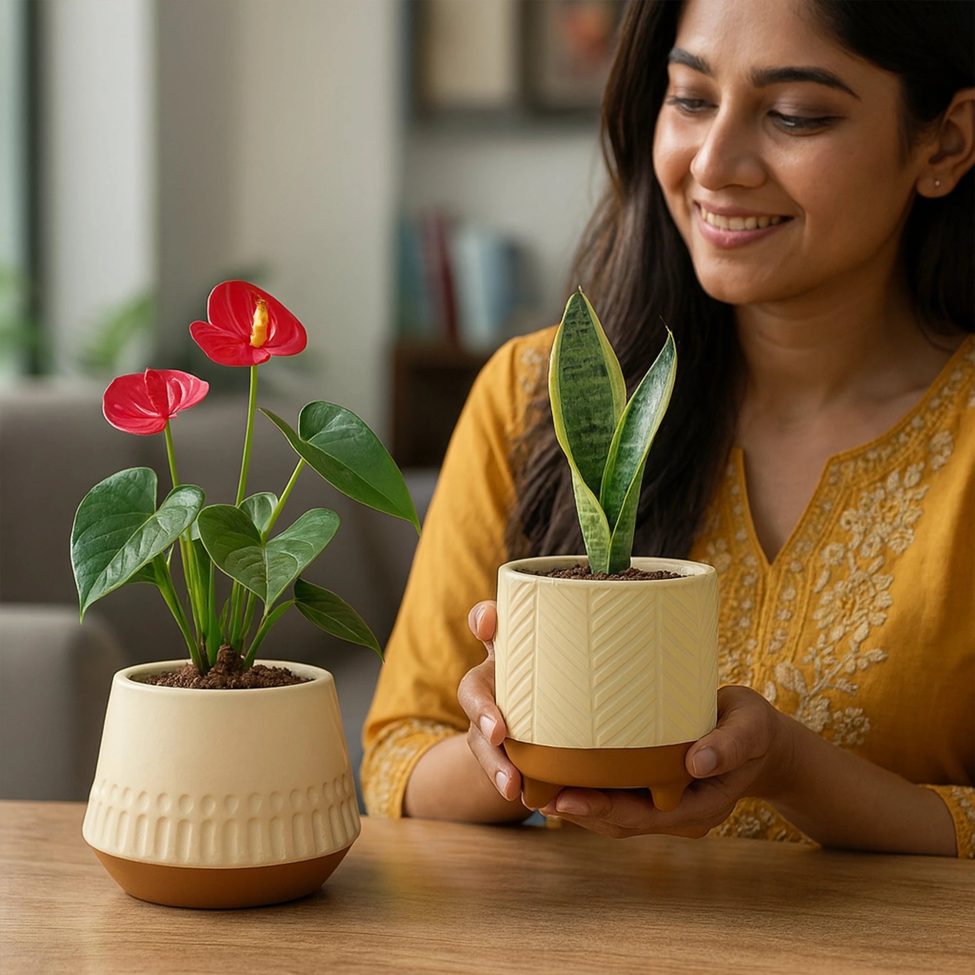 Terracotta Wonders - (Set of 2) Terracotta Pot Urban Plant 