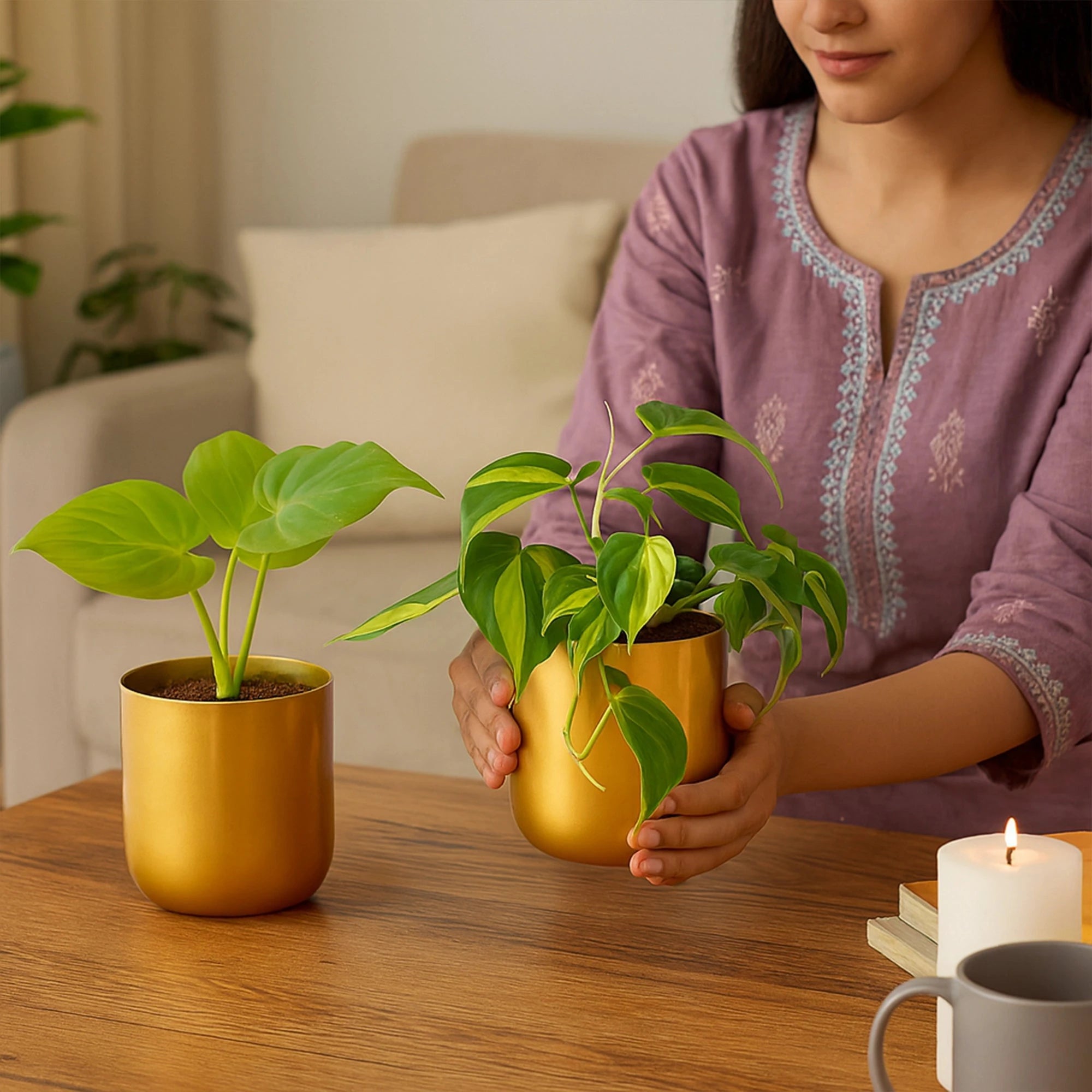 Metallic Miniature Planter (Gold - Pack of 2) Metal Planter Urban Plant 