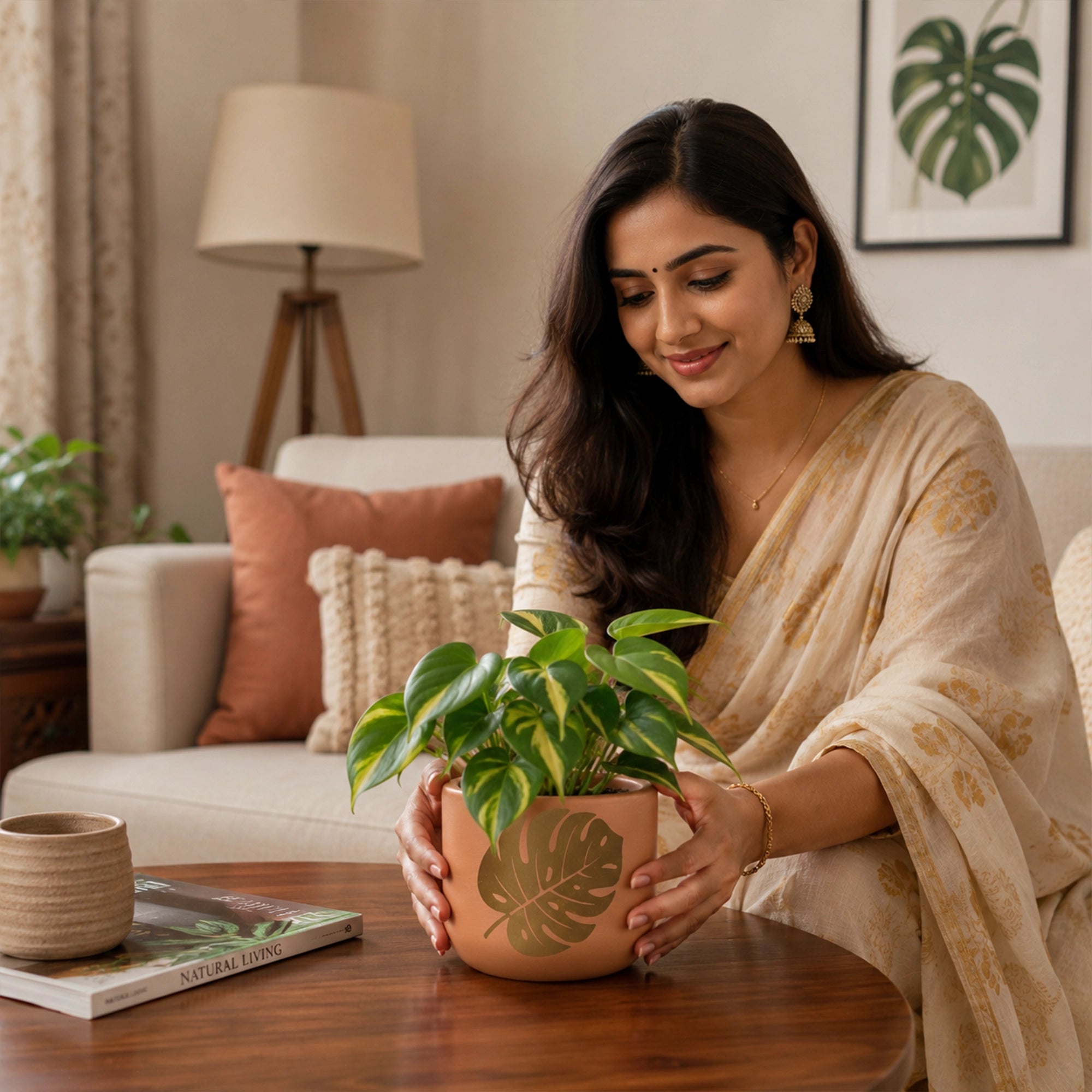 Monstera Muse Earth Gold Terracotta Pot by Urban Plant