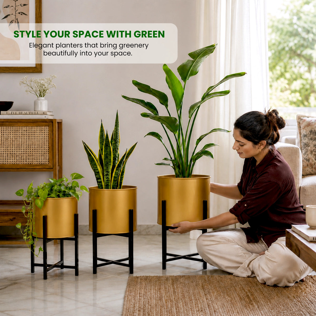 Scandinavian Planters - (Set of 3) Gold Urban Plant