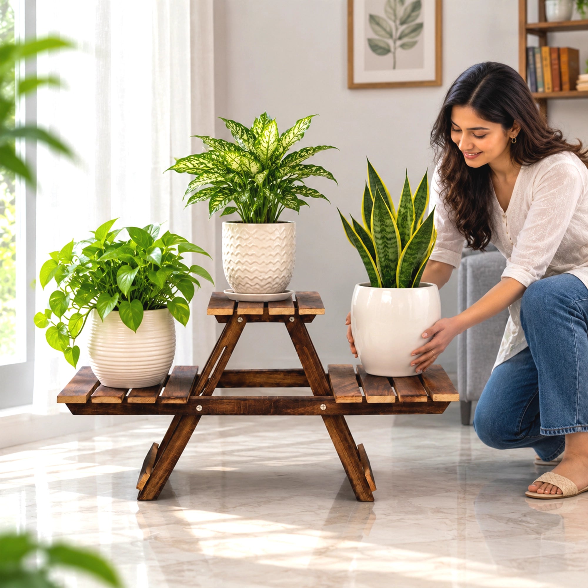 Urban Plant Woodhaven Plant Stand with 3 Desks